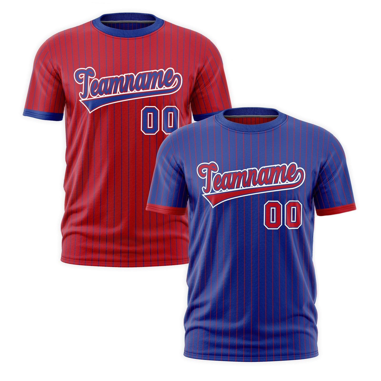 Custom Red Royal Blue White Reversible Stripe Fashion T-shirt| KXKSHOP
