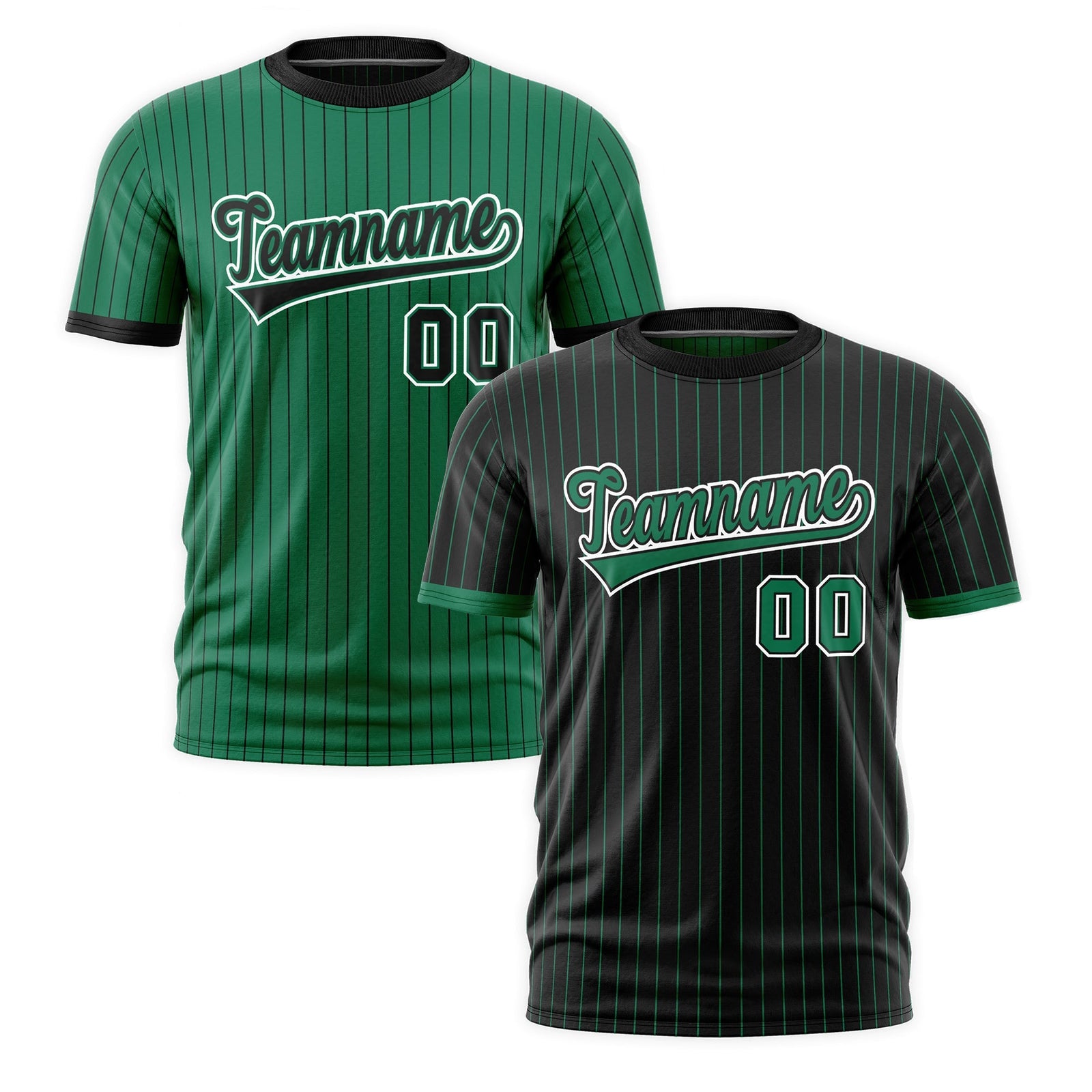 Custom Kelly Green Black White Reversible Stripe Fashion T-shirt| KXKSHOP