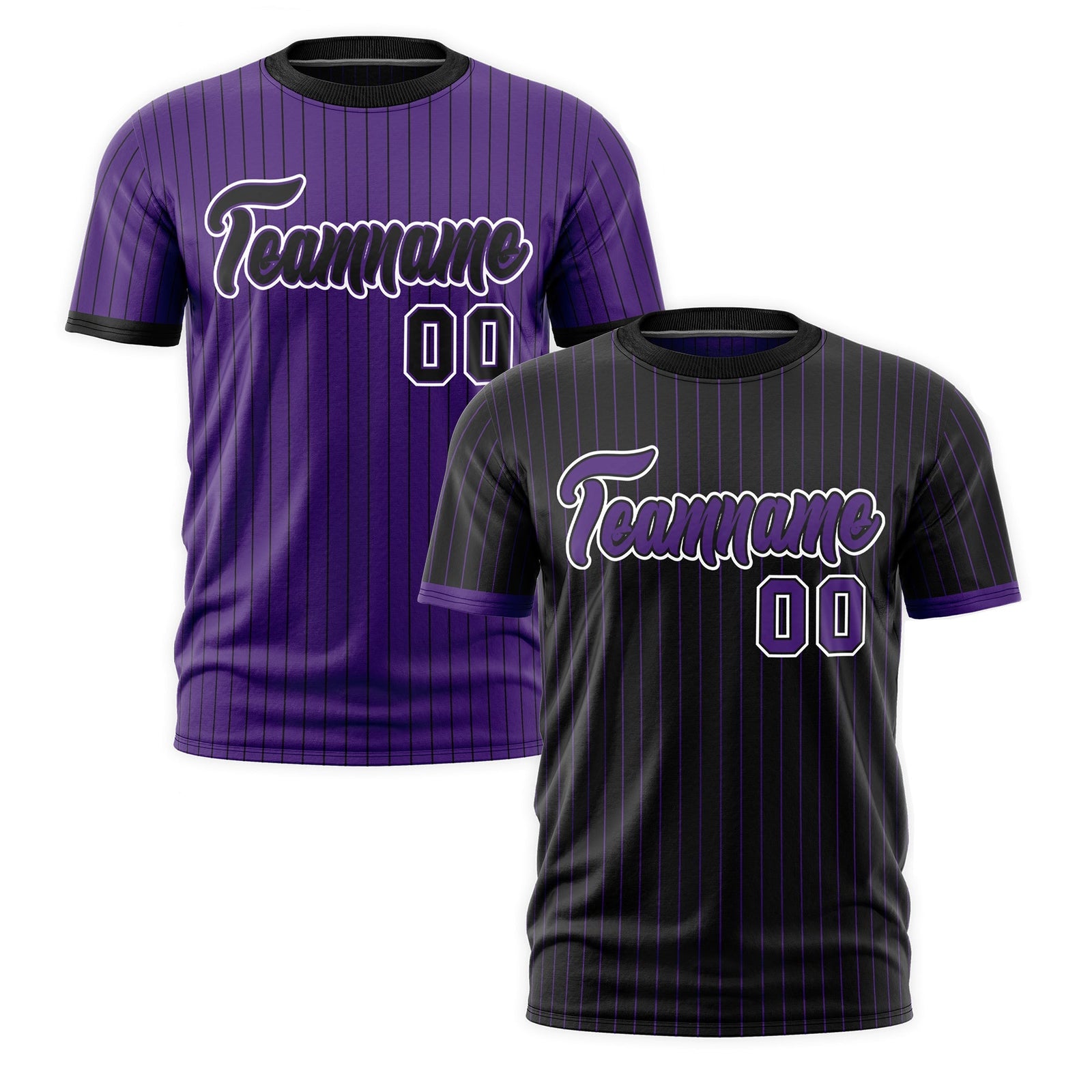 Custom Purple Black White Reversible Stripe Fashion T-shirt| KXKSHOP