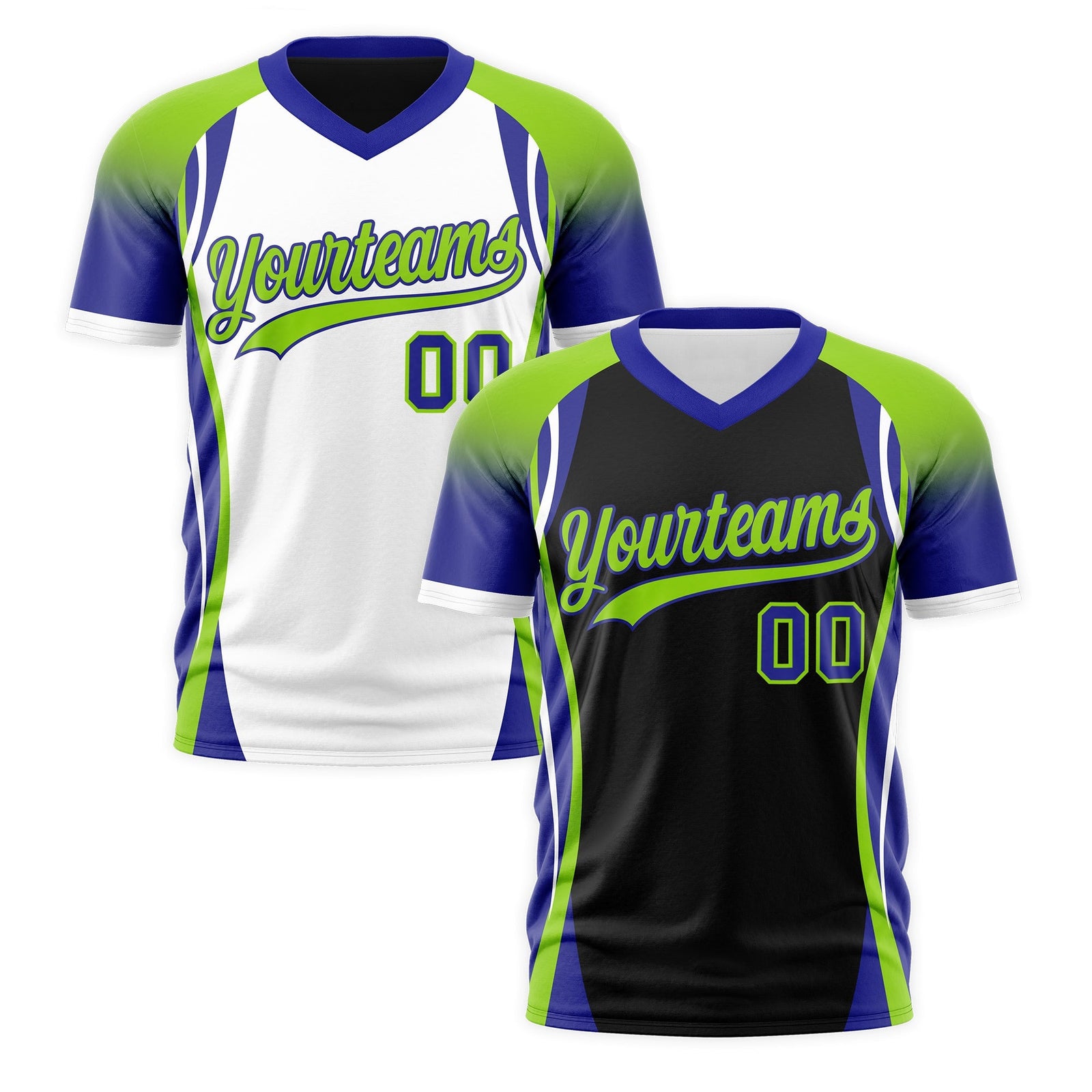 Custom Black Neon Green Royal Blue Reversible Breathable T-shirt| KXKSHOP