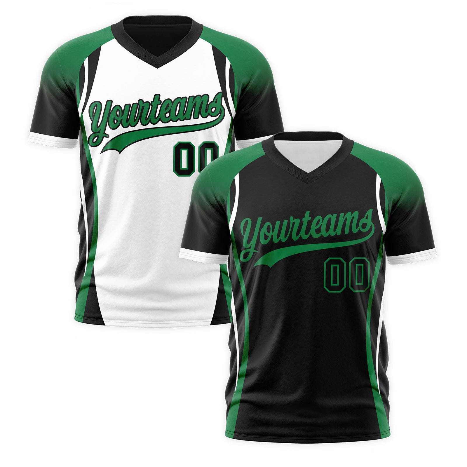 Custom Black Kelly Green White Reversible Breathable T-shirt| KXKSHOP