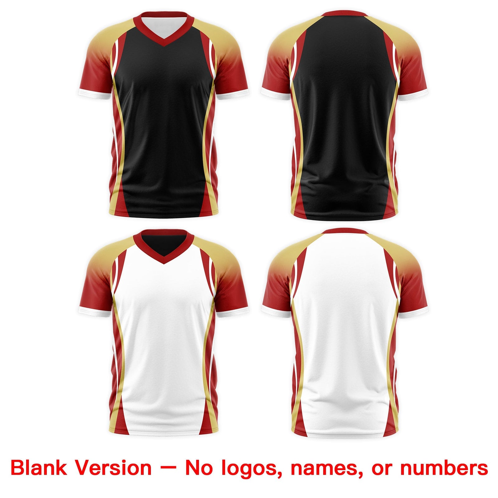 Custom Black Old Gold Red Reversible Breathable T-shirt| KXKSHOP