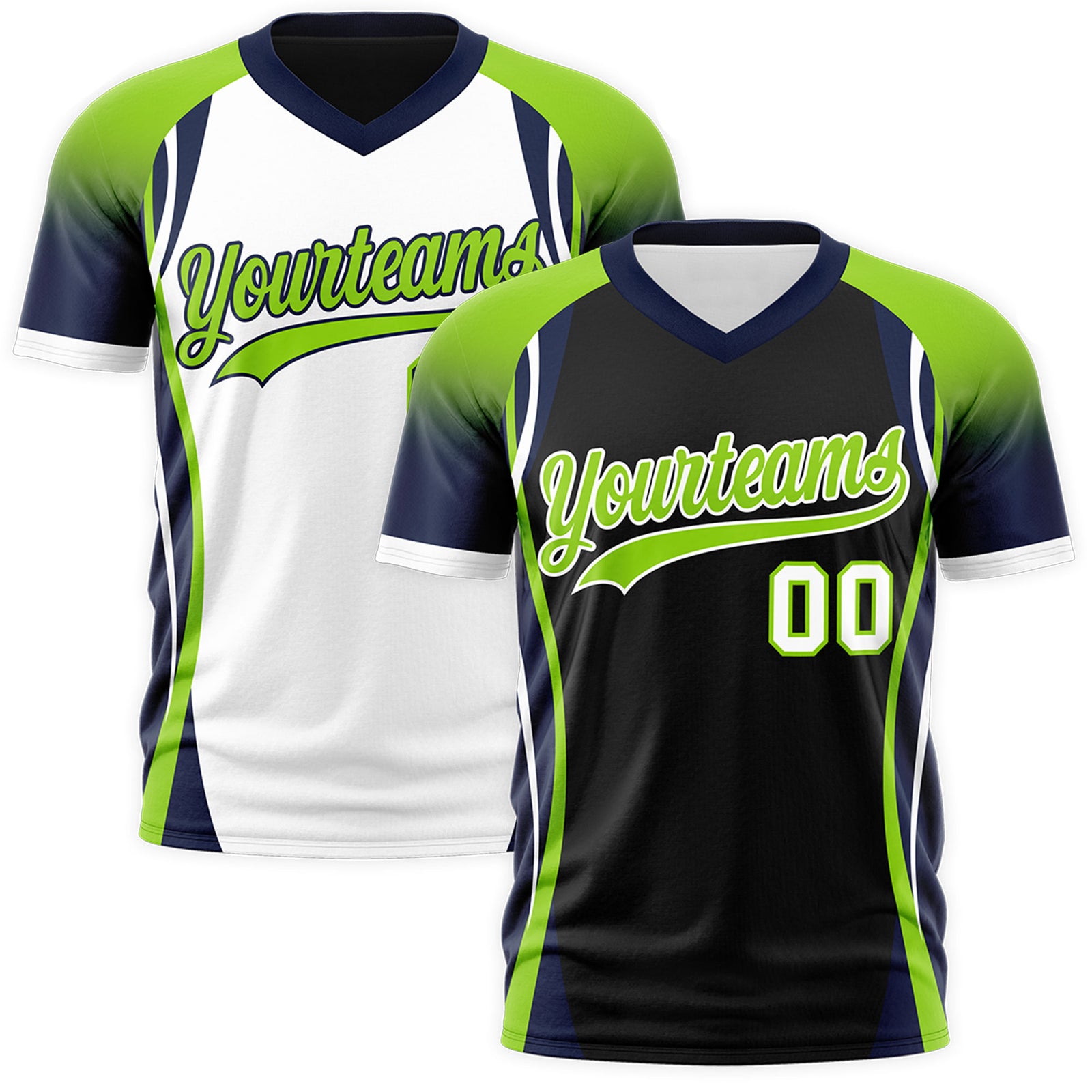 Custom Black Neon Green Navy Reversible Breathable T-shirt| KXKSHOP