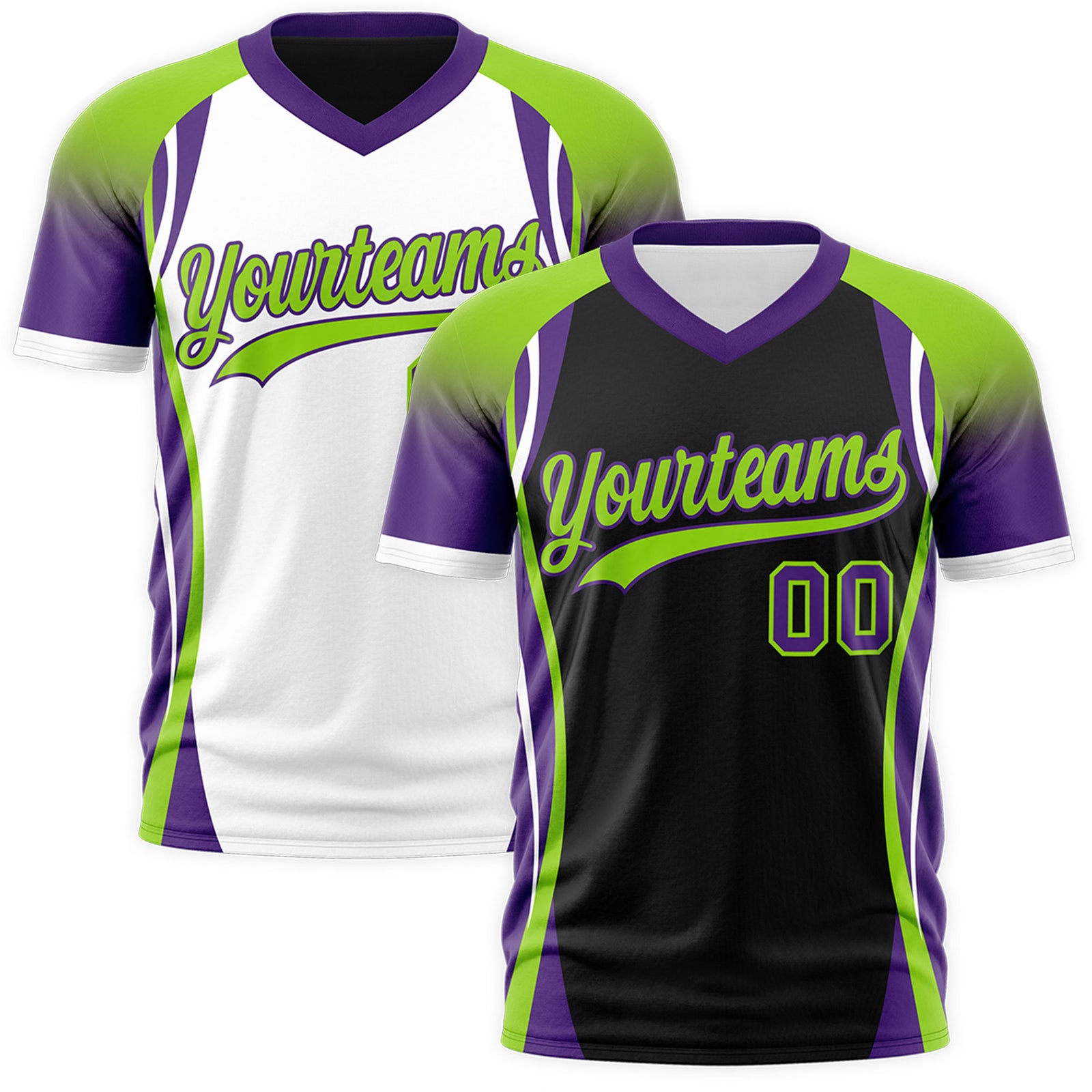 Custom Black Neon Green Purple Reversible Breathable T-shirt| KXKSHOP