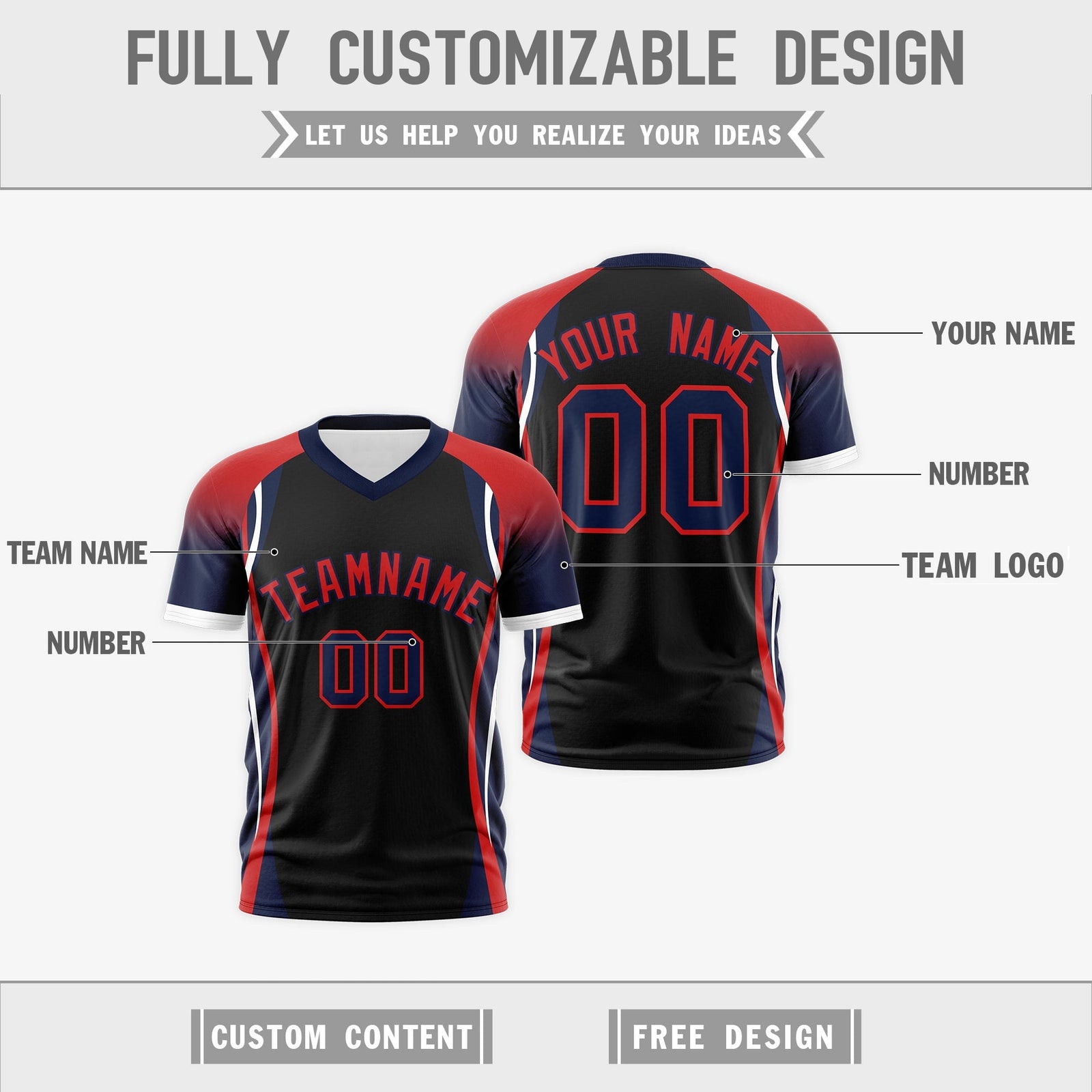 Custom Black Red Navy Reversible Breathable T-shirt| KXKSHOP
