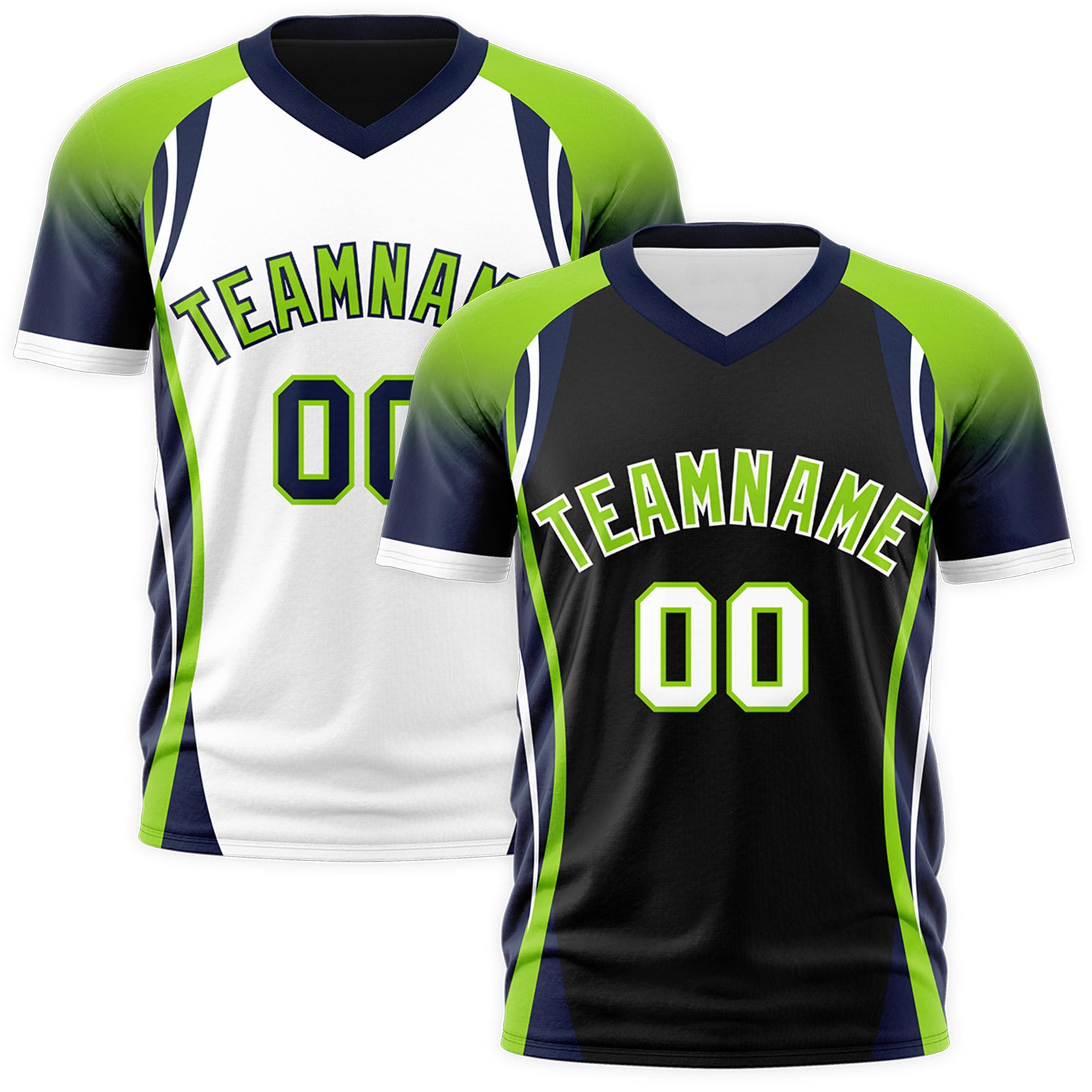 Custom Black Neon Green Navy Reversible Breathable T-shirt| KXKSHOP