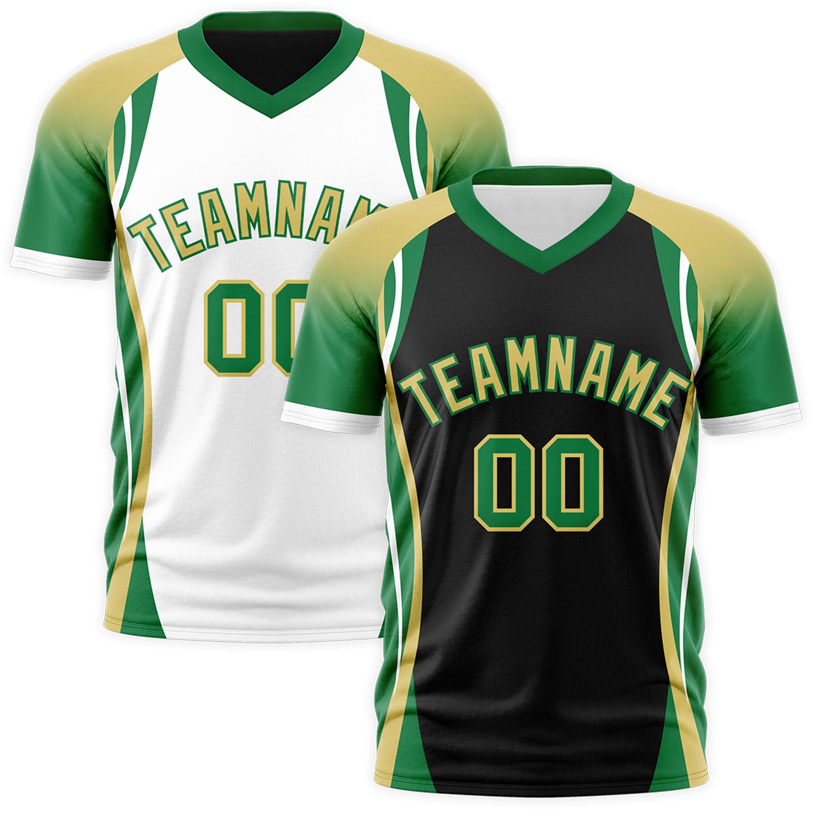 Custom Black Old Gold Kelly Green Reversible Breathable T-shirt| KXKSHOP