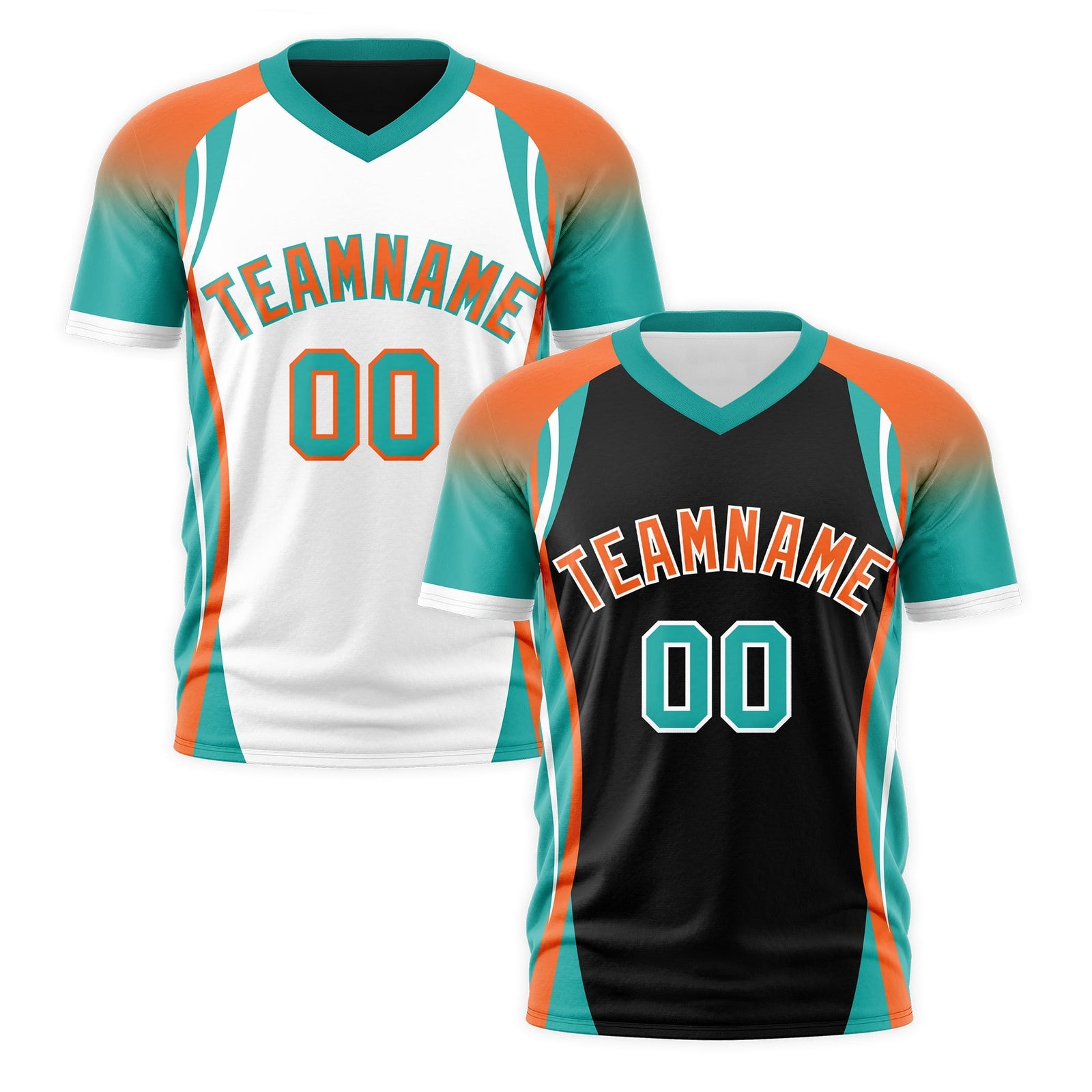 Custom Black Orange Aqua Reversible Wrinkle-Resistant T-shirt| KXKSHOP