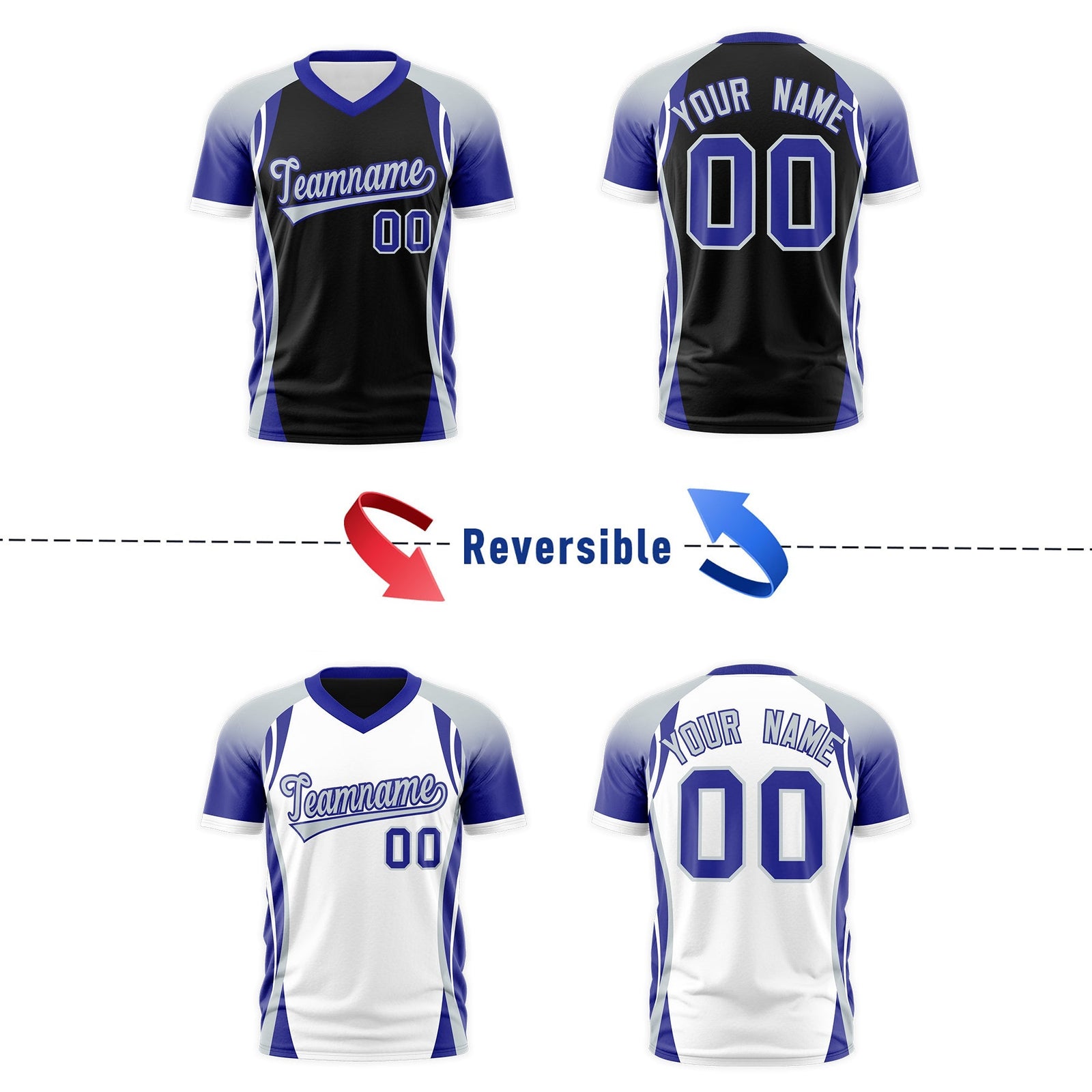 Custom Black Gray Royal Blue Reversible Breathable T-shirt| KXKSHOP