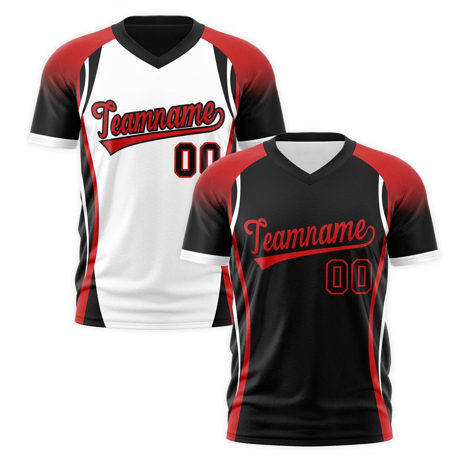 Custom Black Red White Reversible Wrinkle-Resistant T-shirt| KXKSHOP
