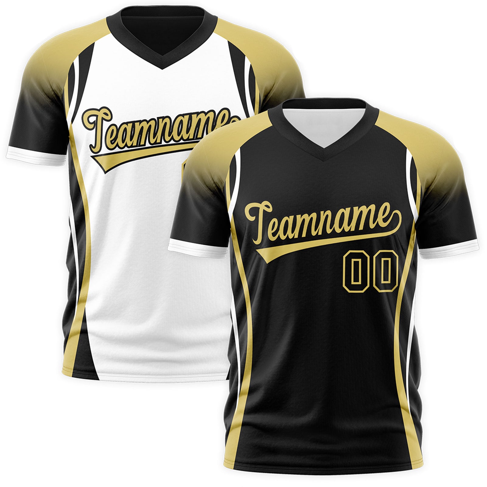 Custom Black Old Gold White Reversible Wrinkle-Resistant T-shirt| KXKSHOP