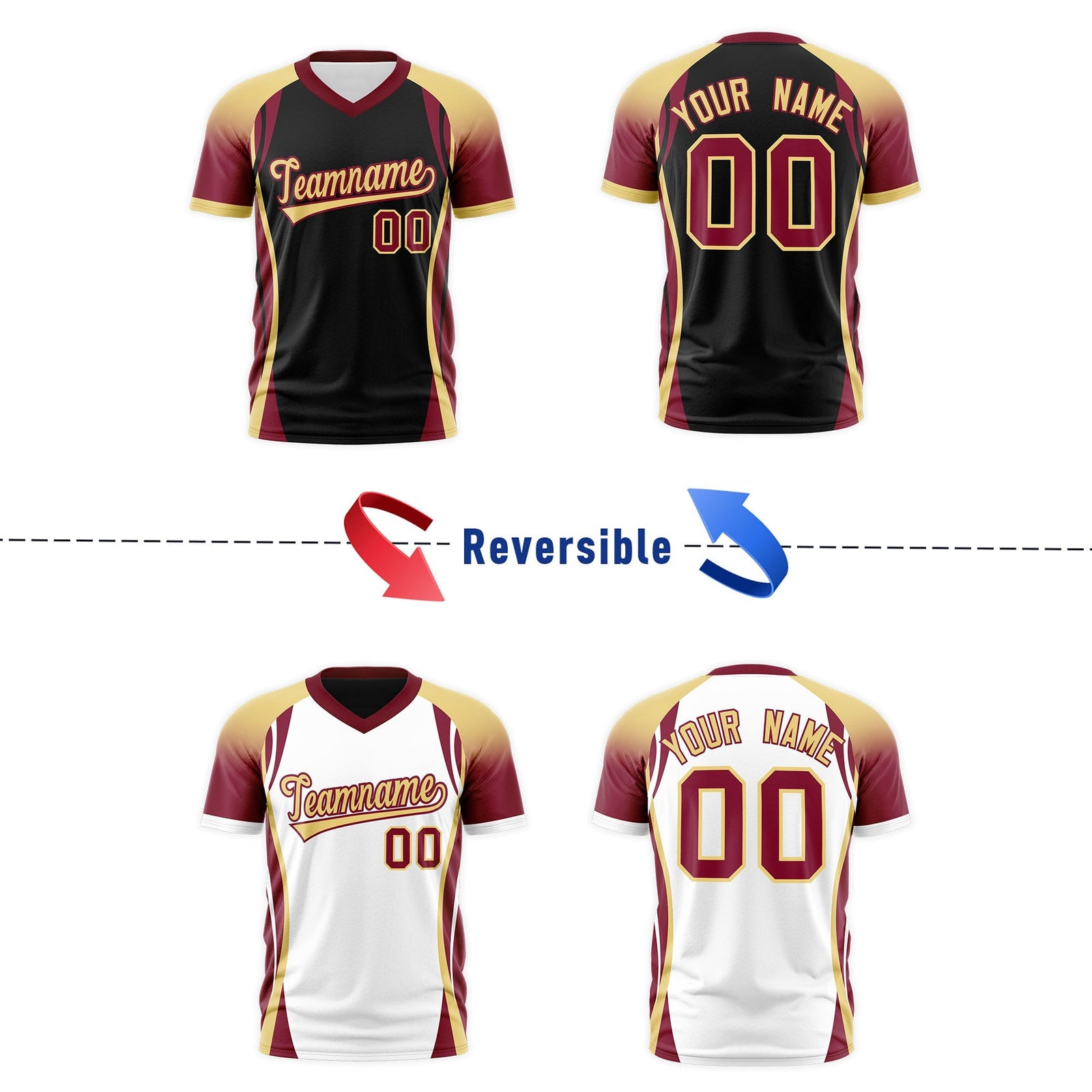 Custom Black Khaki Crimson Reversible Breathable T-shirt| KXKSHOP