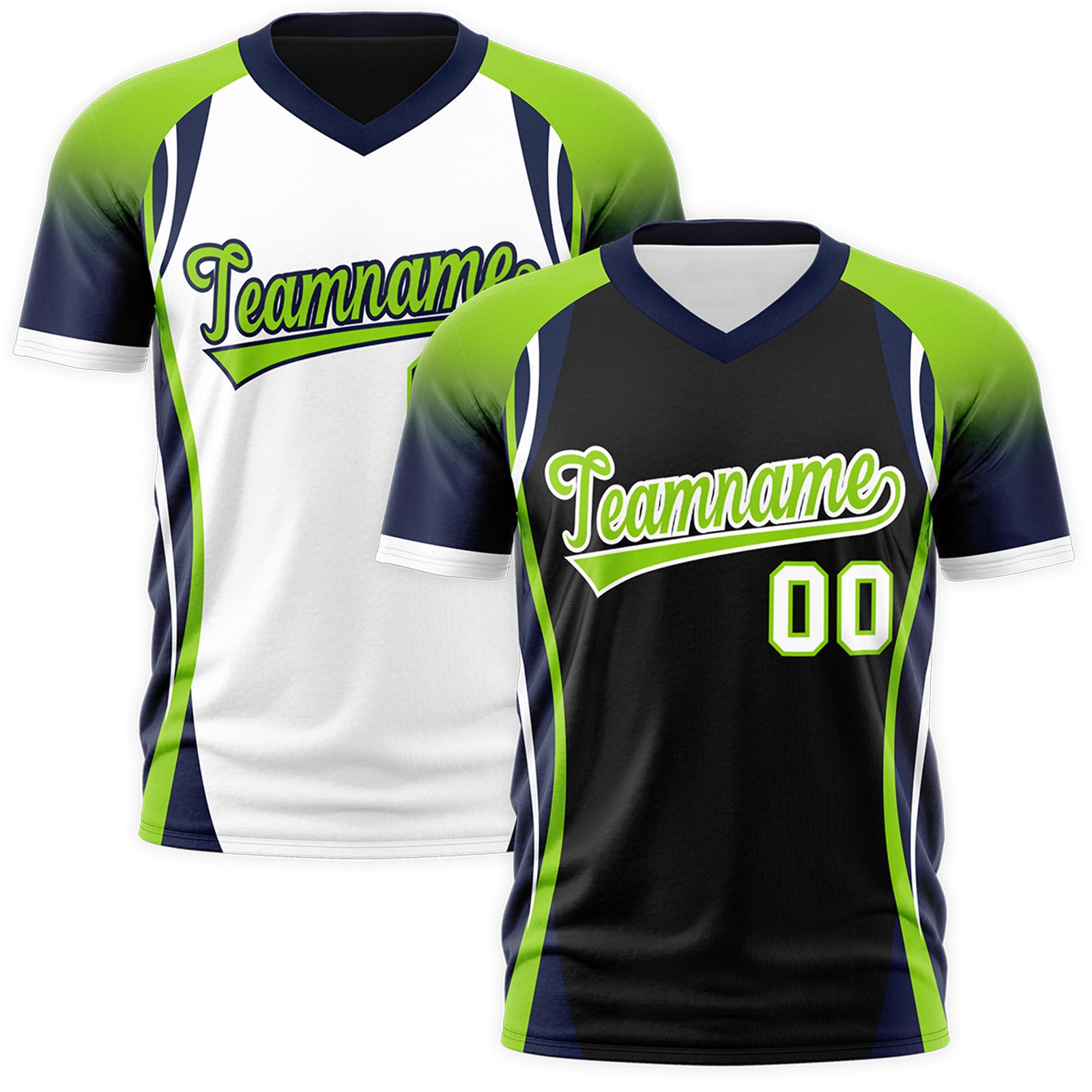 Custom Black Neon Green Navy Reversible Breathable T-shirt| KXKSHOP