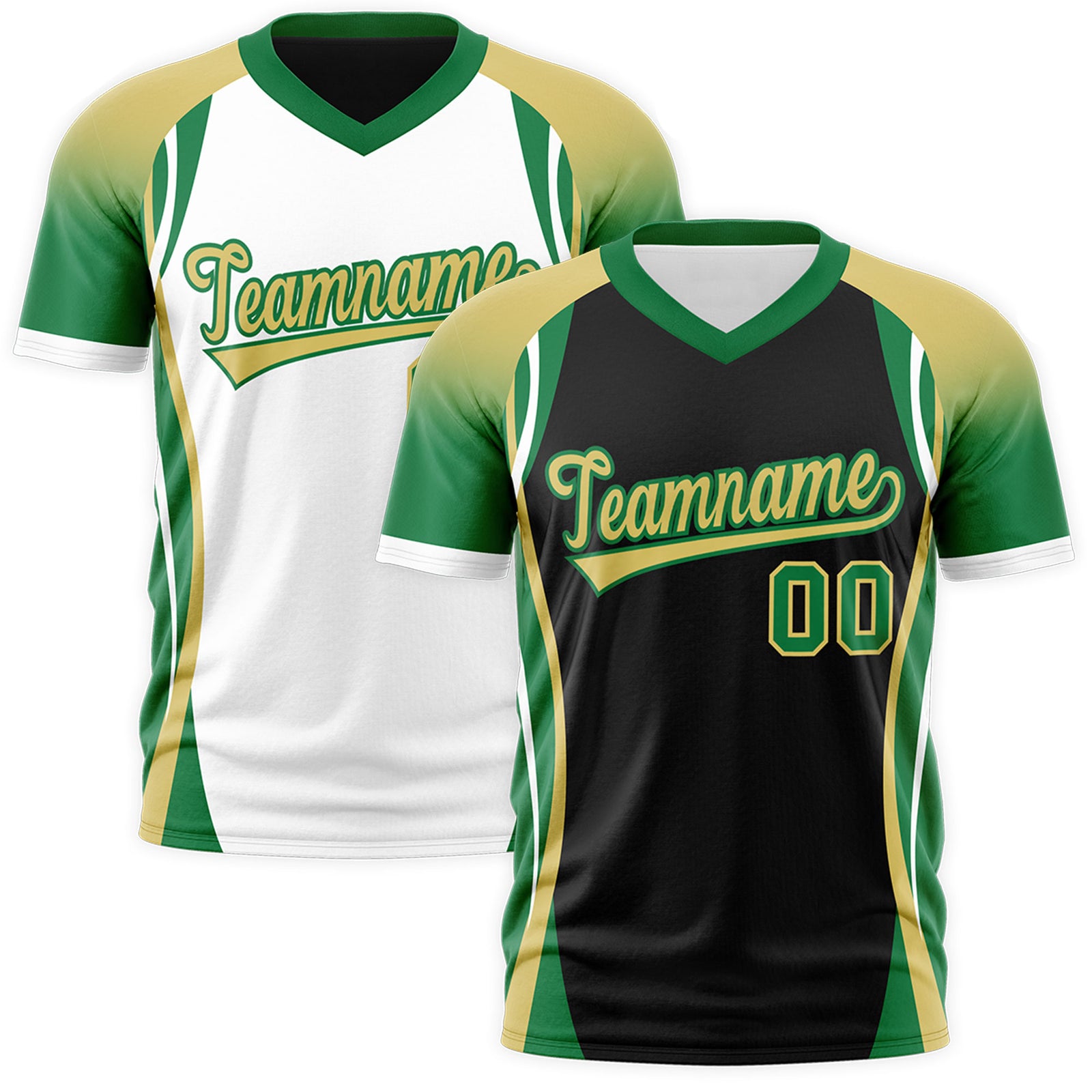 Custom Black Old Gold Kelly Green Reversible Breathable T-shirt| KXKSHOP