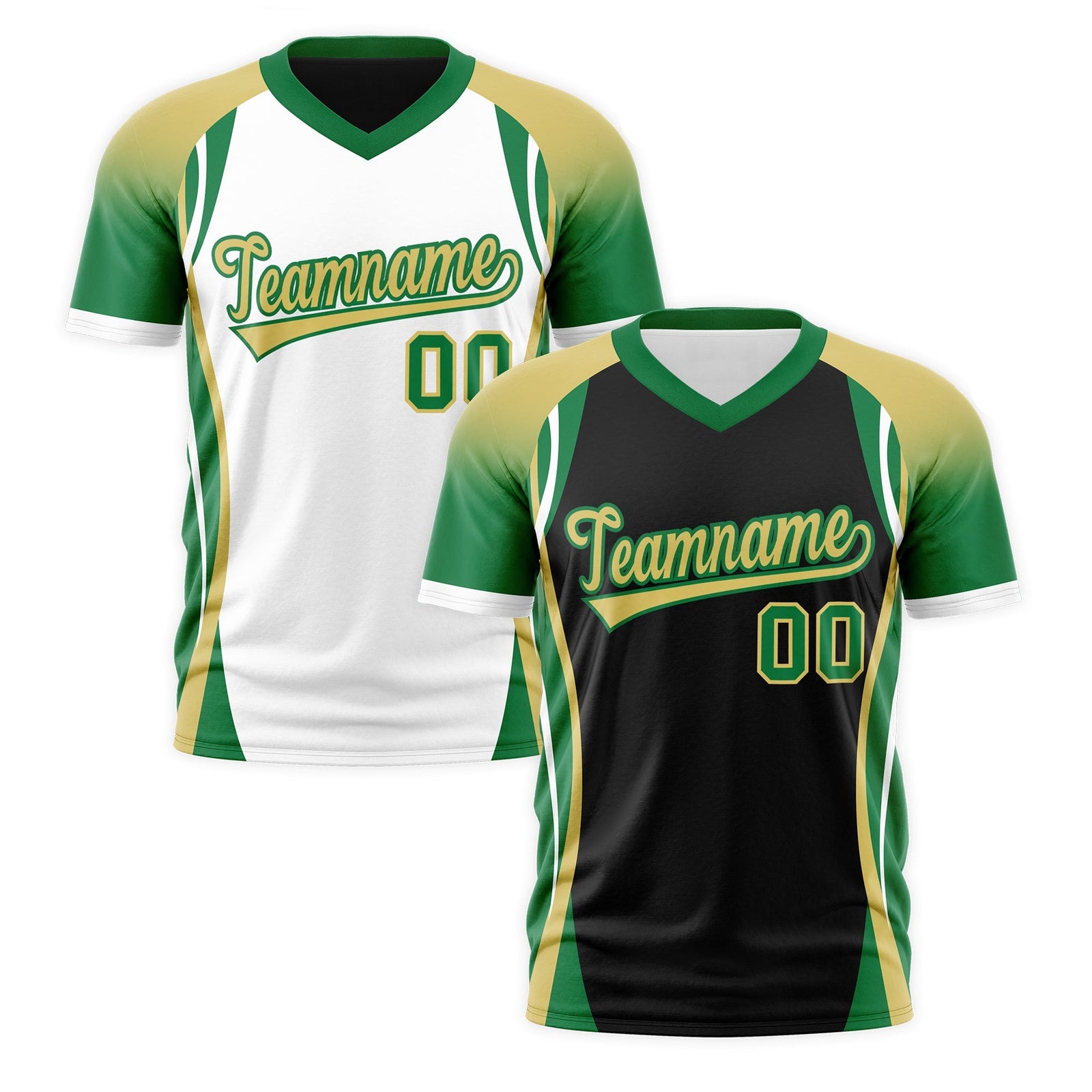Custom Black Old Gold Kelly Green Reversible Breathable T-shirt| KXKSHOP