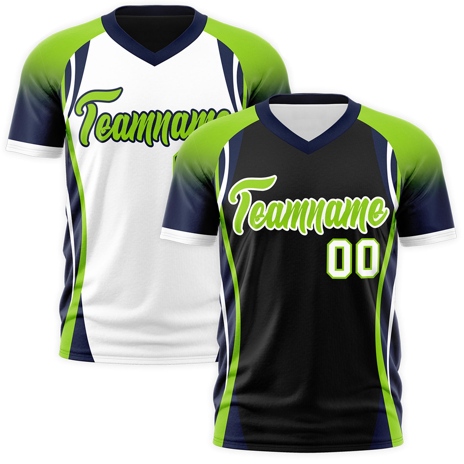 Custom Black Neon Green Navy Reversible Breathable T-shirt| KXKSHOP