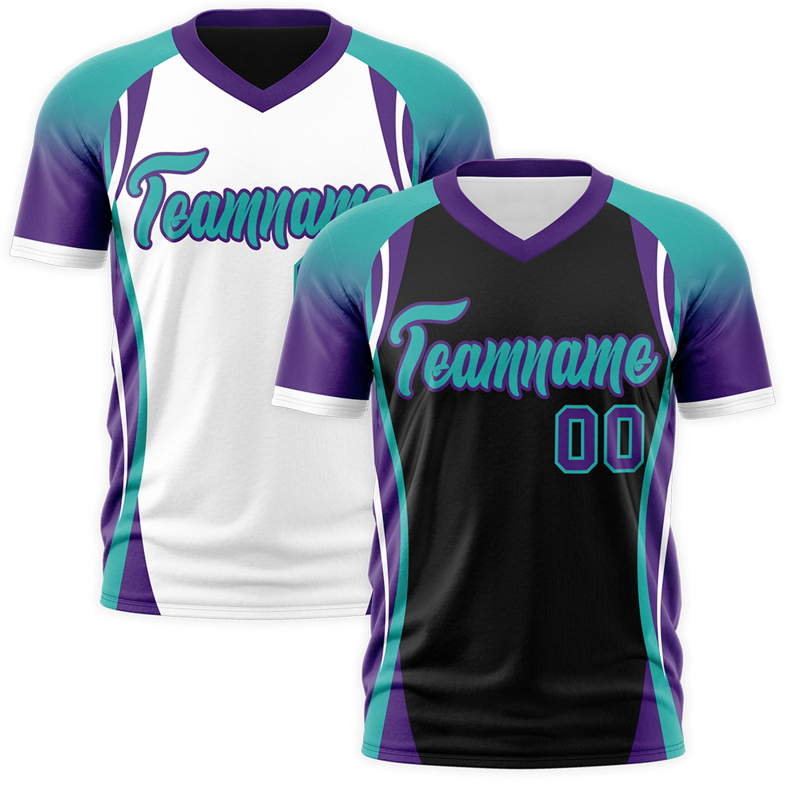 Custom Black Aqua Purple Reversible Wrinkle-Resistant T-shirt| KXKSHOP