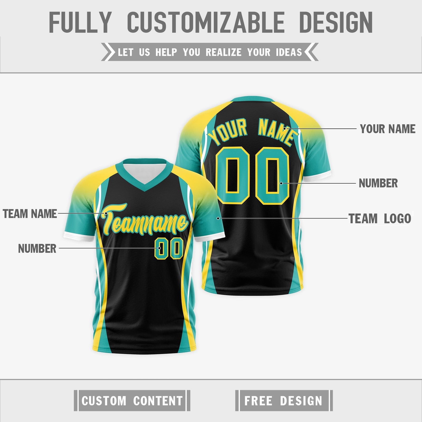 Custom Black Gold Aqua Reversible Breathable T-shirt| KXKSHOP