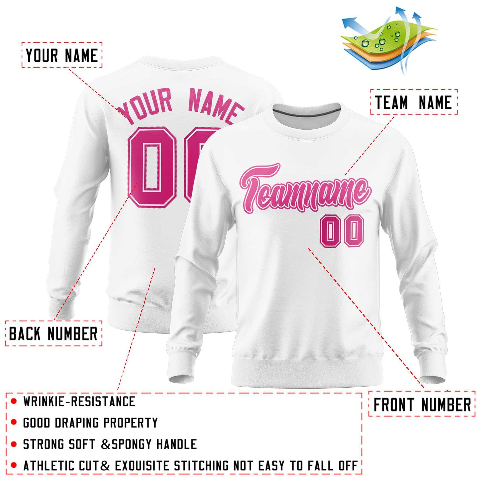 Custom White Classic Style Personalized Uniform Pullover Hoodie