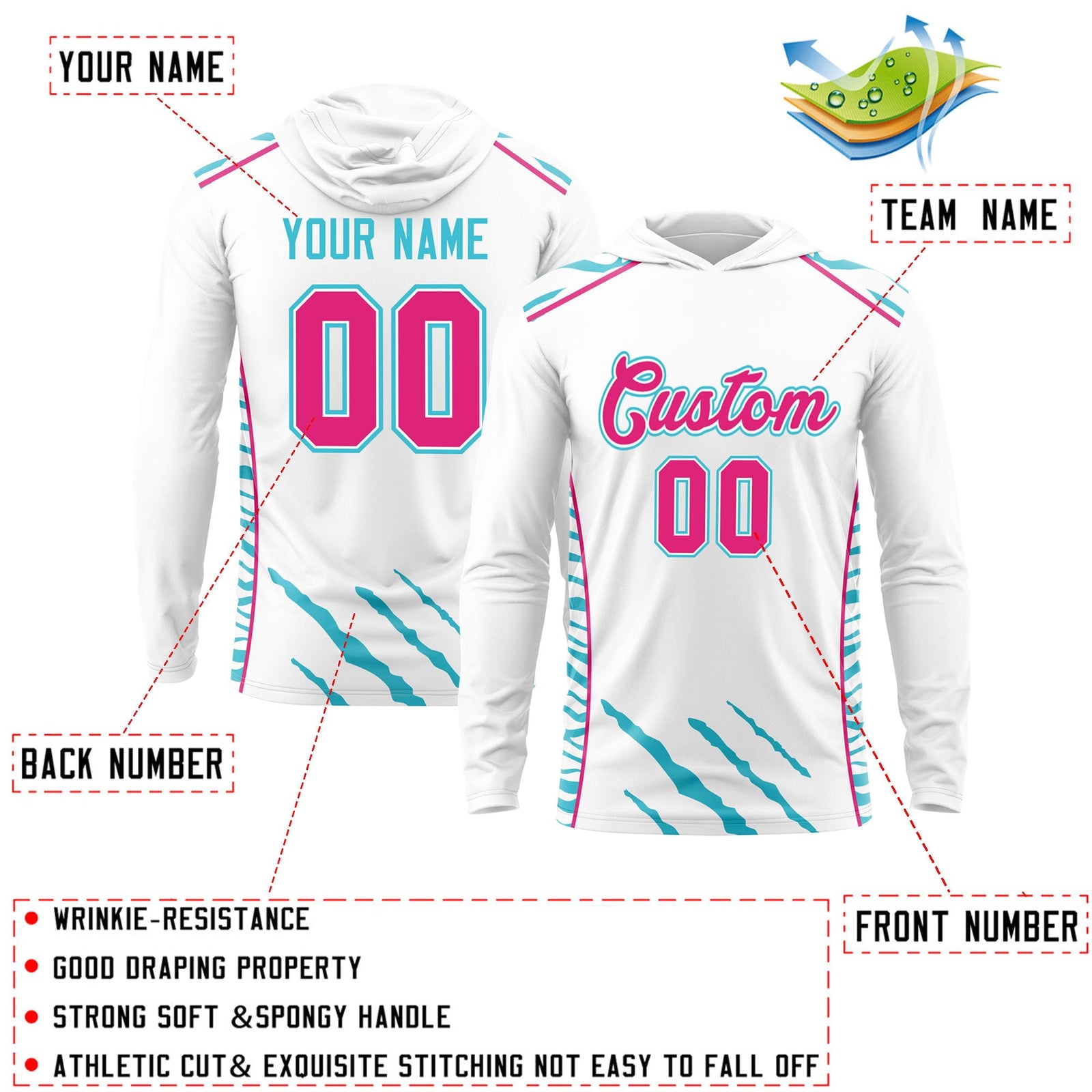 Custom White Basketball Shooting Shirt Performance Training Lightweight Hoodie| KXKSHOP