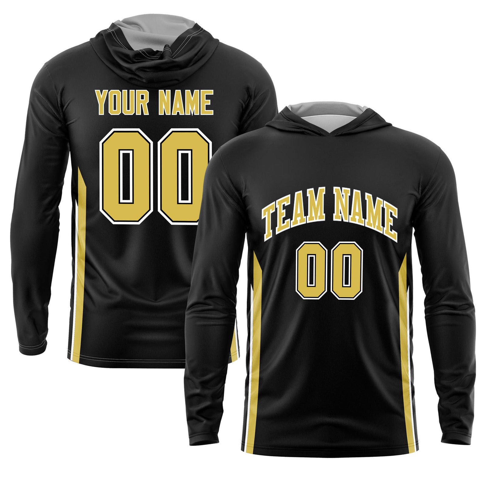 Custom Black Gold Basketball Shooting Shirt Performance Training Lightweight Hoodie| KXKSHOP