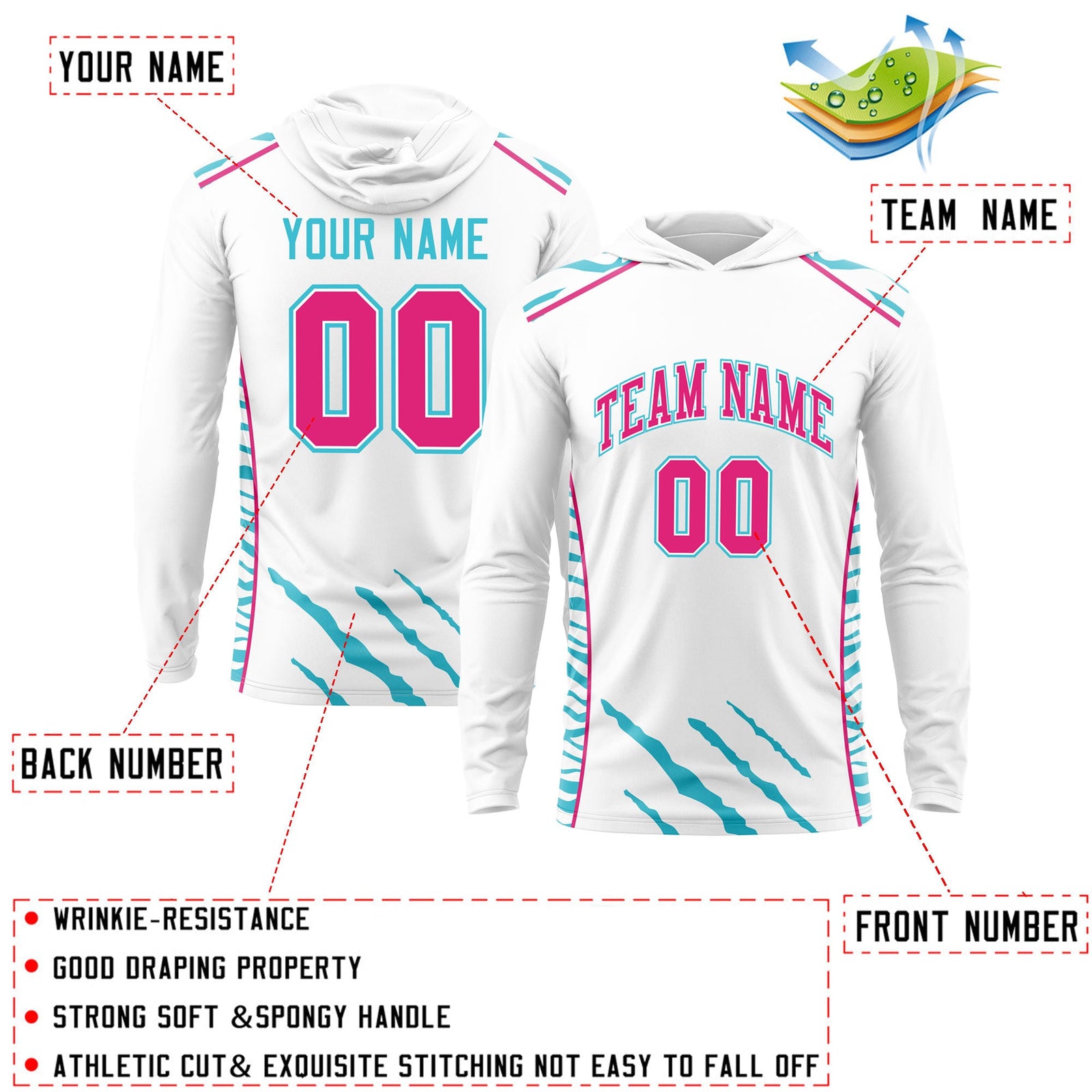 Custom White Basketball Shooting Shirt Performance Training Lightweight Hoodie| KXKSHOP