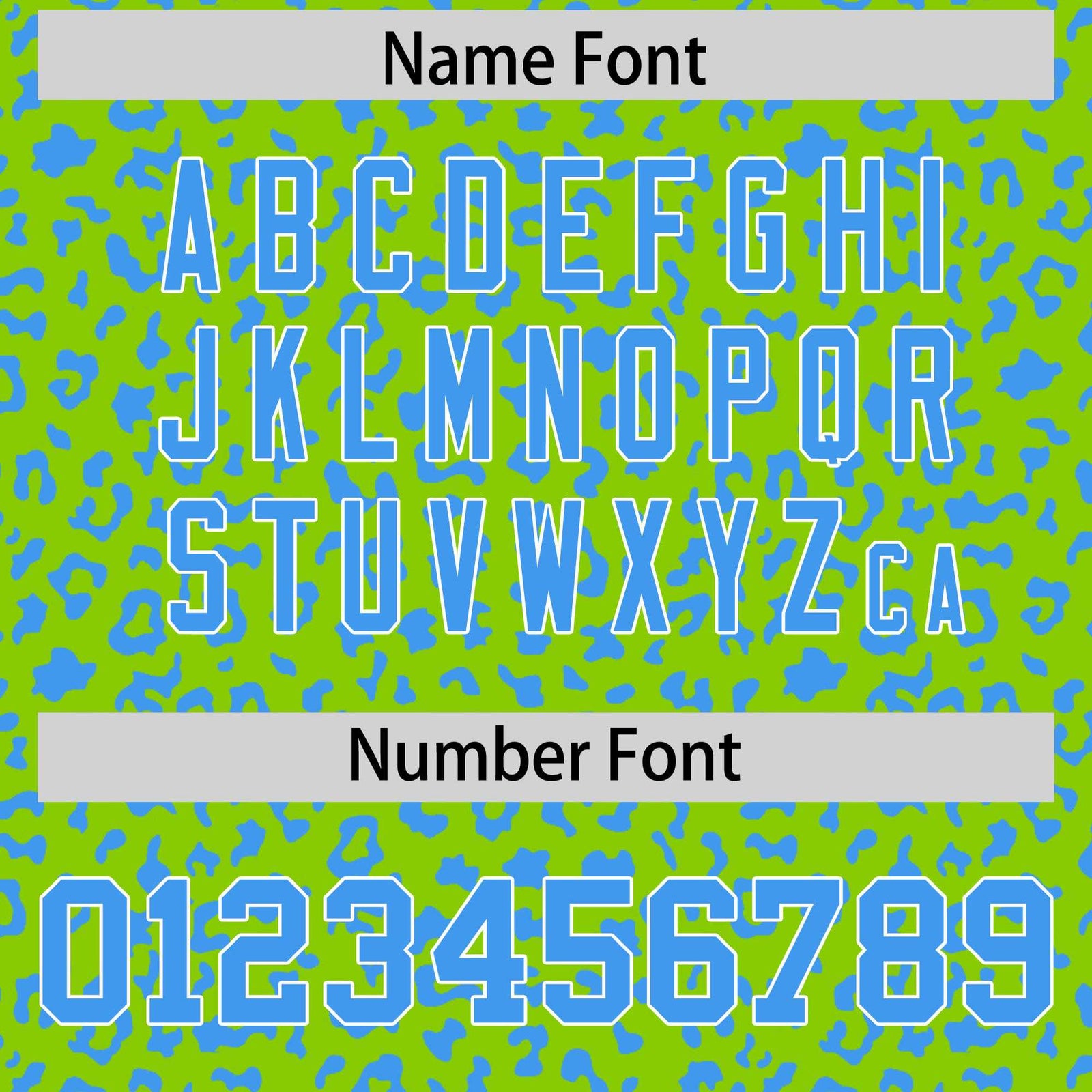 Custom Neon Green Powder Blue Varsity Full-Zip Letterman Leopard Print Hoodie Jacket