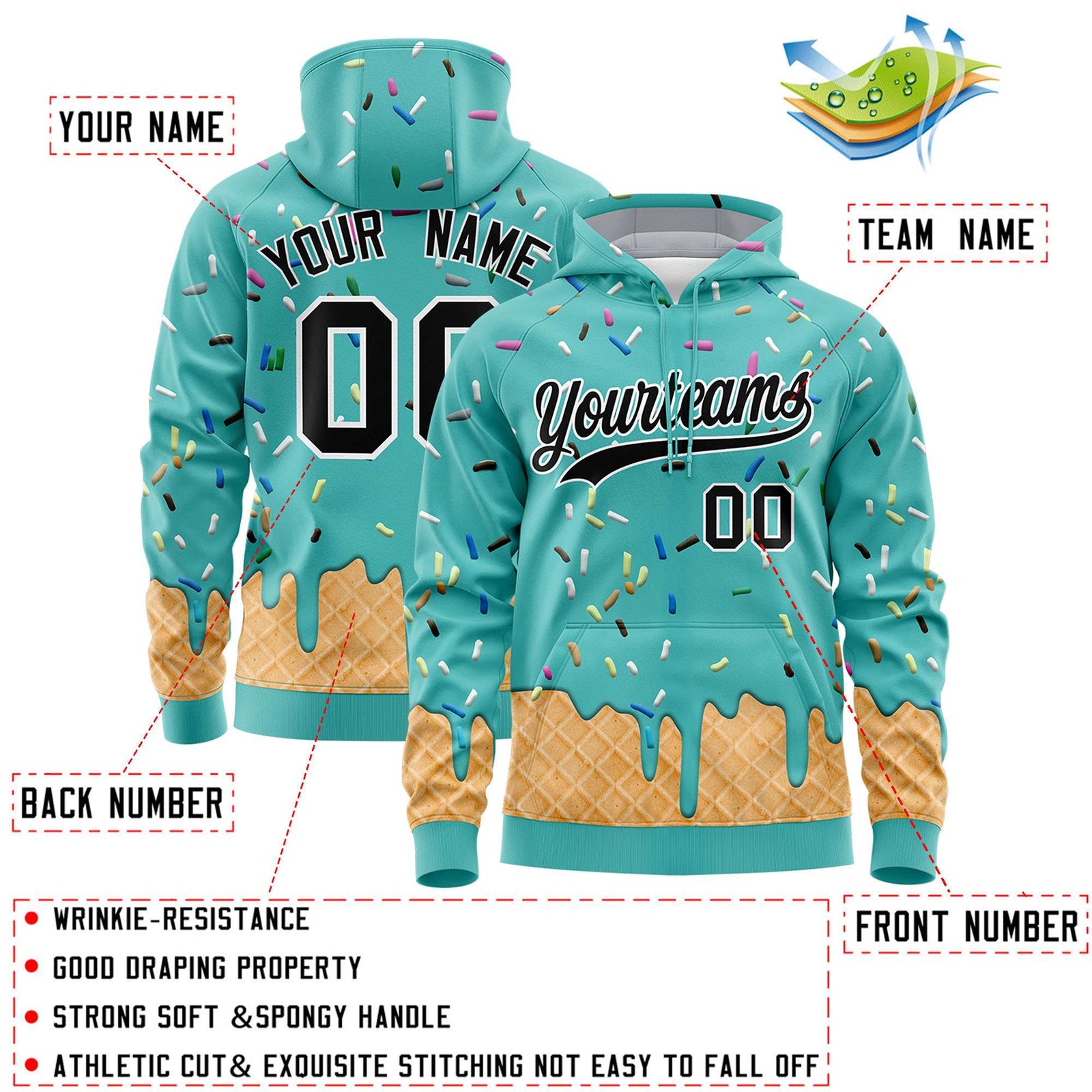 Custom Bright Green Graffiti Pattern Fashion Hoodie Athletic Pullover Sweatshirt