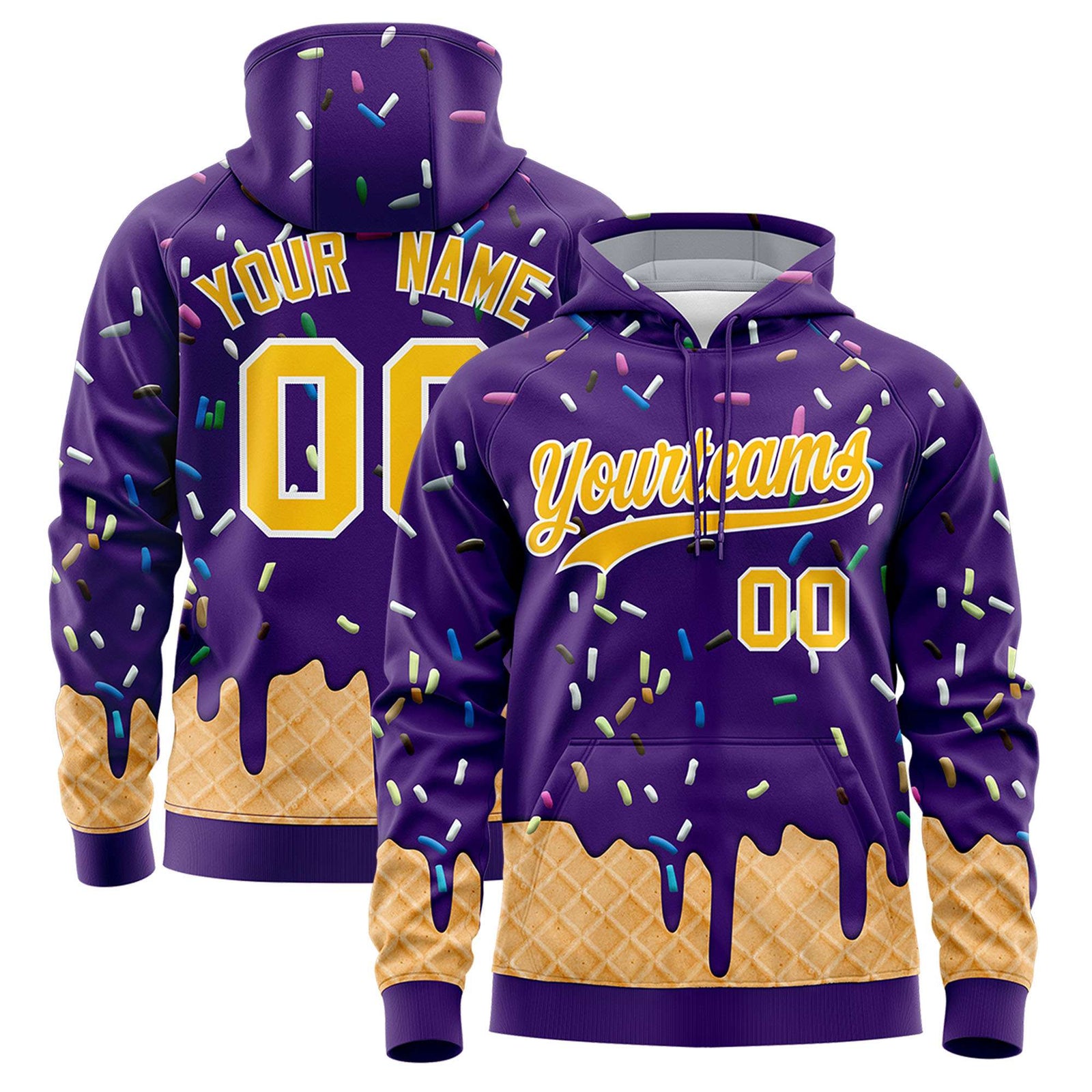 Custom Purple Graffiti Pattern Fashion Hoodie Athletic Pullover Sweatshirt