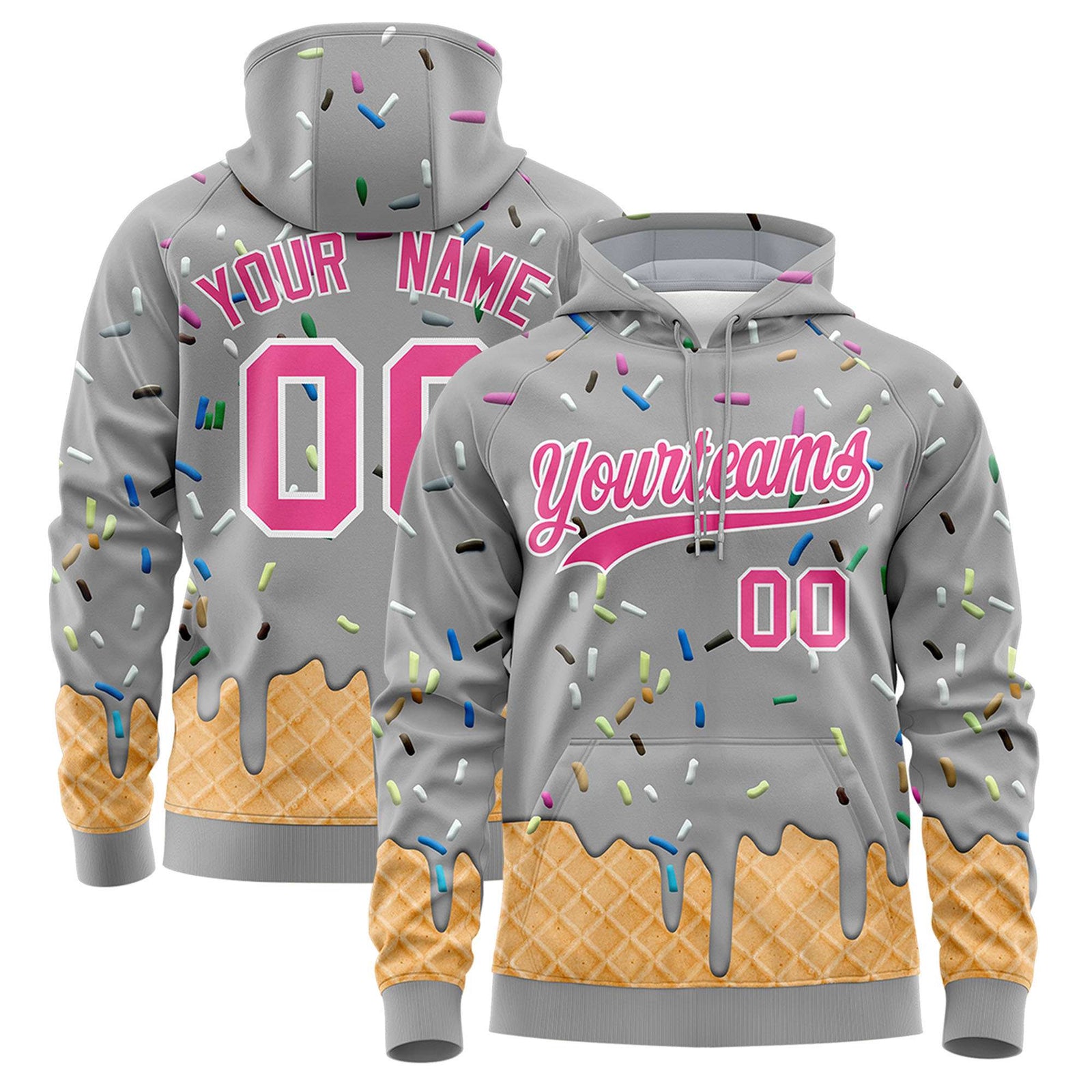 Custom Silver Graffiti Pattern Fashion Hoodie Athletic Pullover Sweatshirt