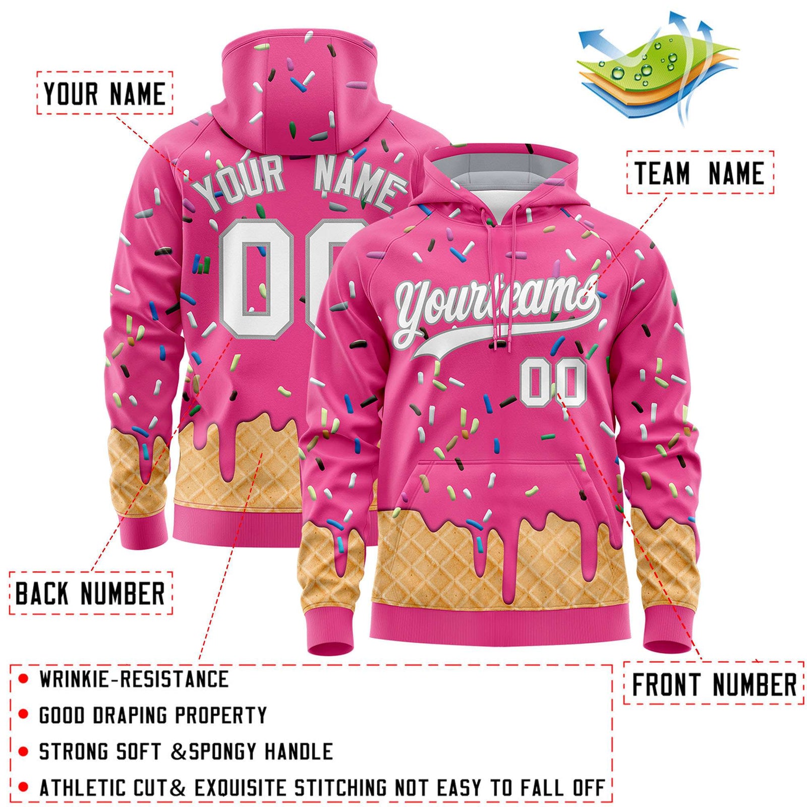 Custom Pink Graffiti Pattern Fashion Hoodie Athletic Pullover Sweatshirt