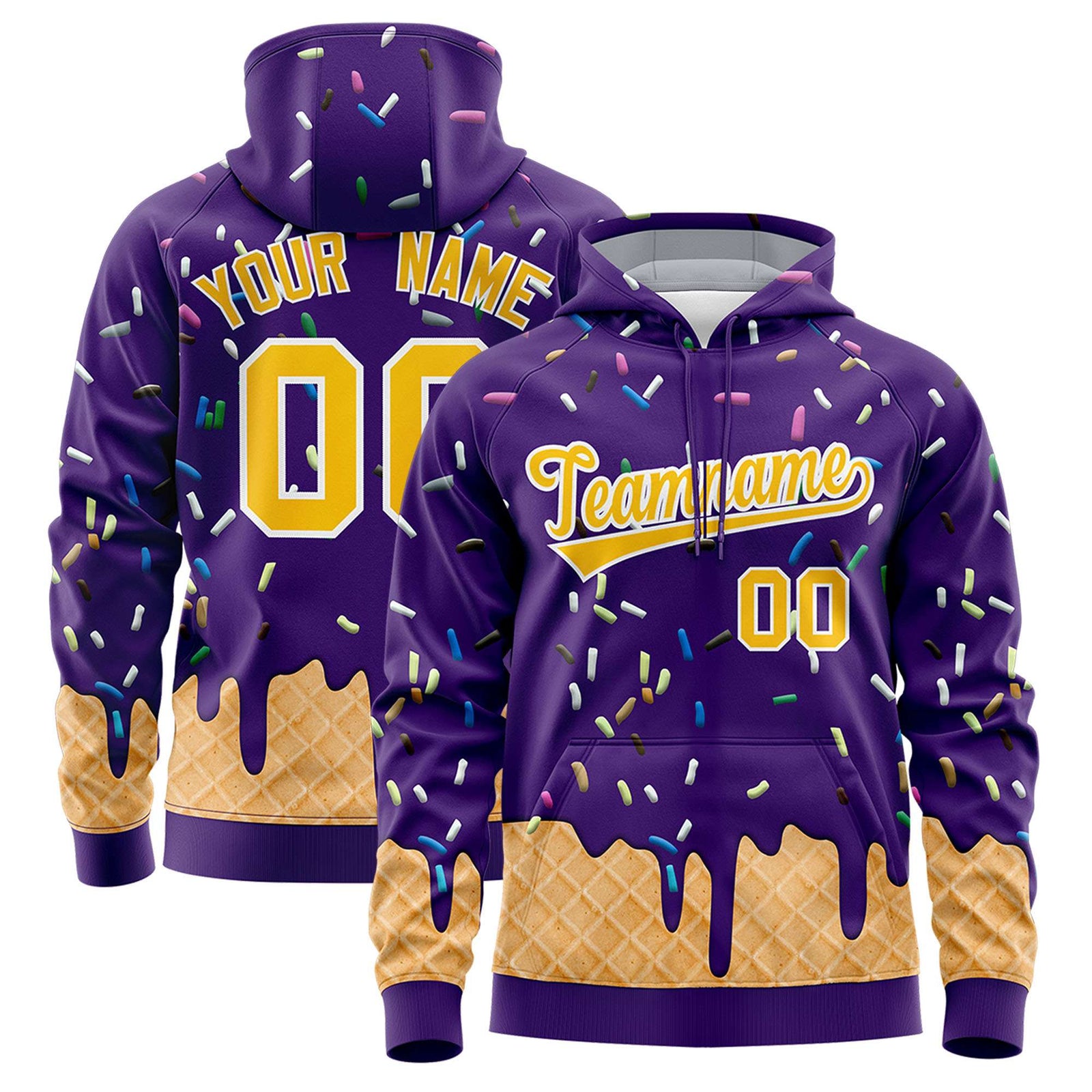 Custom Purple Graffiti Pattern Fashion Hoodie Athletic Pullover Sweatshirt