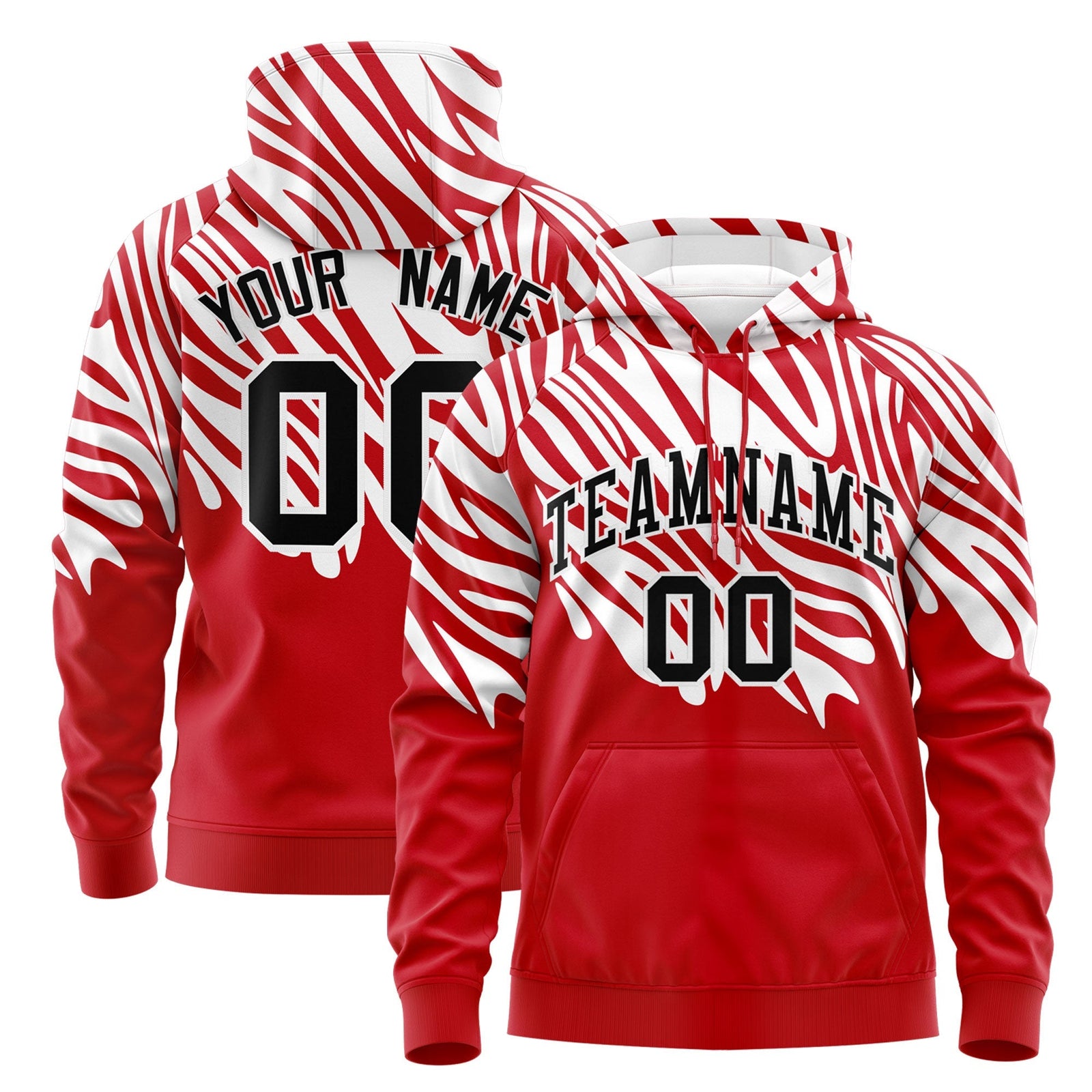 Custom Red White Leopard Print Pullover Sweatshirt Hoodie| KXKSHOP
