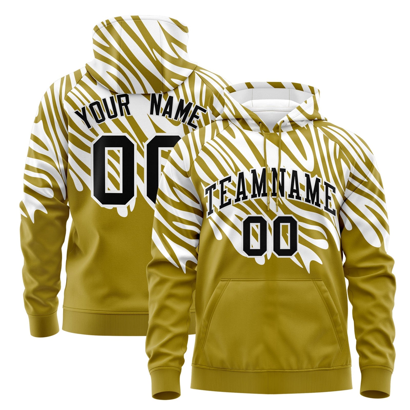 Custom White Old Gold Leopard Print Pullover Sweatshirt Hoodie| KXKSHOP