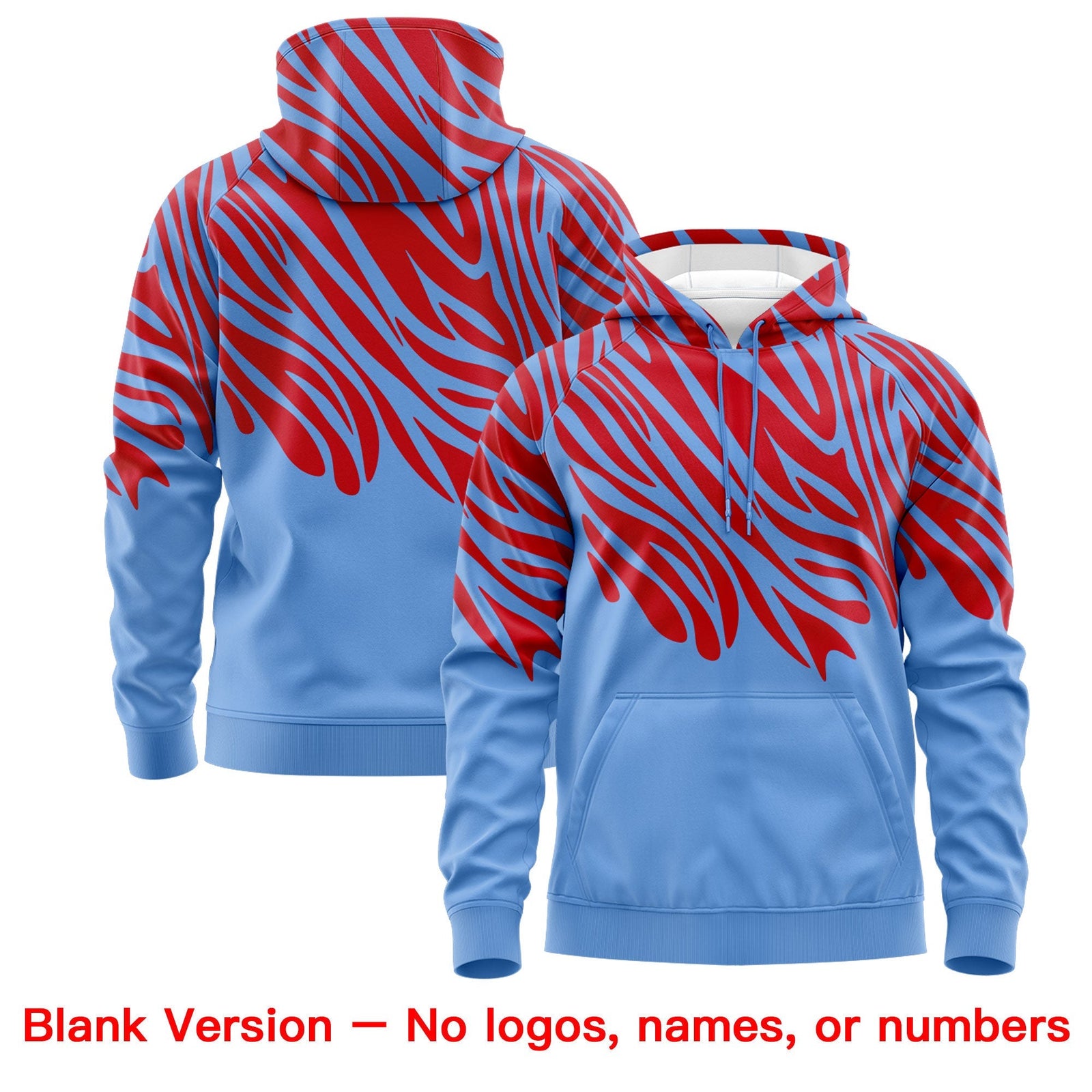 Custom Red Light Blue Leopard Print Pullover Sweatshirt Hoodie| KXKSHOP