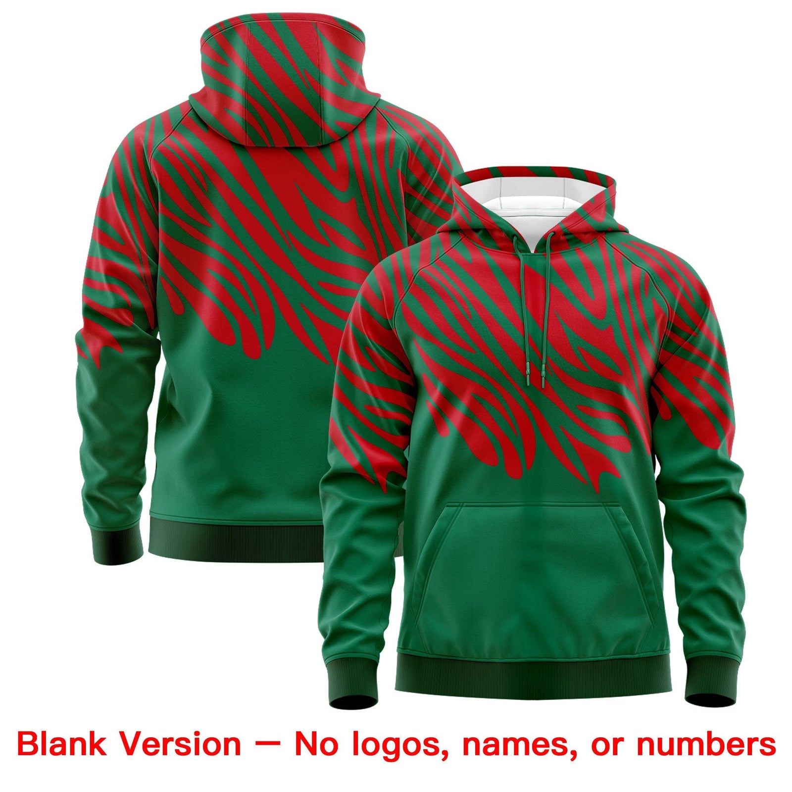 Custom Kelly Green Red Leopard Print Pullover Sweatshirt Hoodie| KXKSHOP