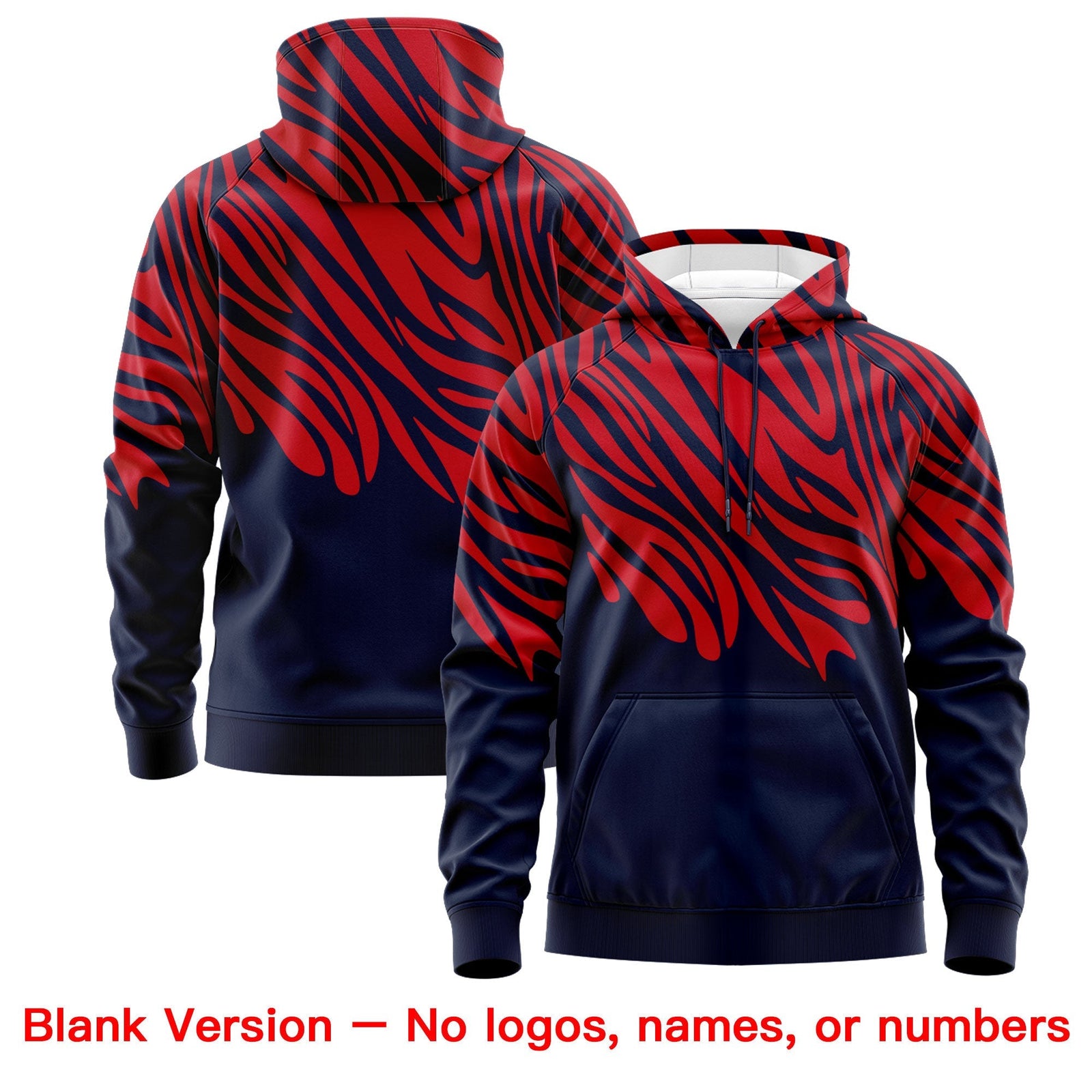 Custom Red Navy Leopard Print Pullover Sweatshirt Hoodie| KXKSHOP