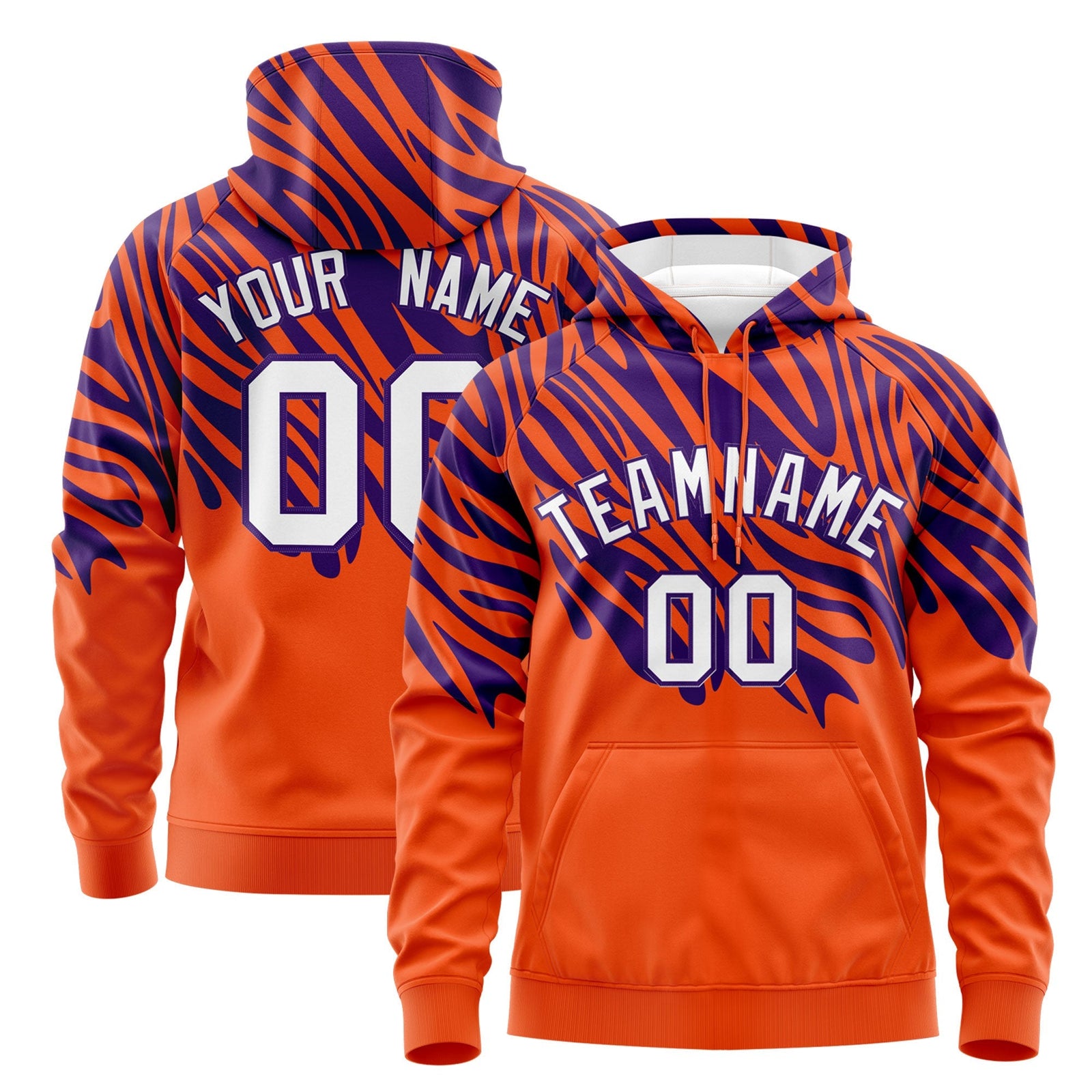 Custom Orange Purple Leopard Print Pullover Sweatshirt Hoodie| KXKSHOP