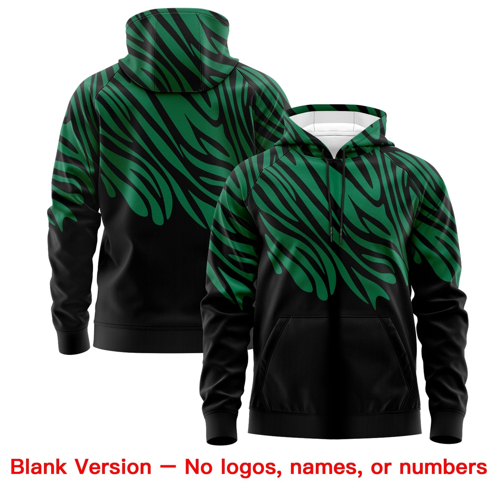 Custom Kelly Green Black White Leopard Print Pullover Sweatshirt Hoodie| KXKSHOP