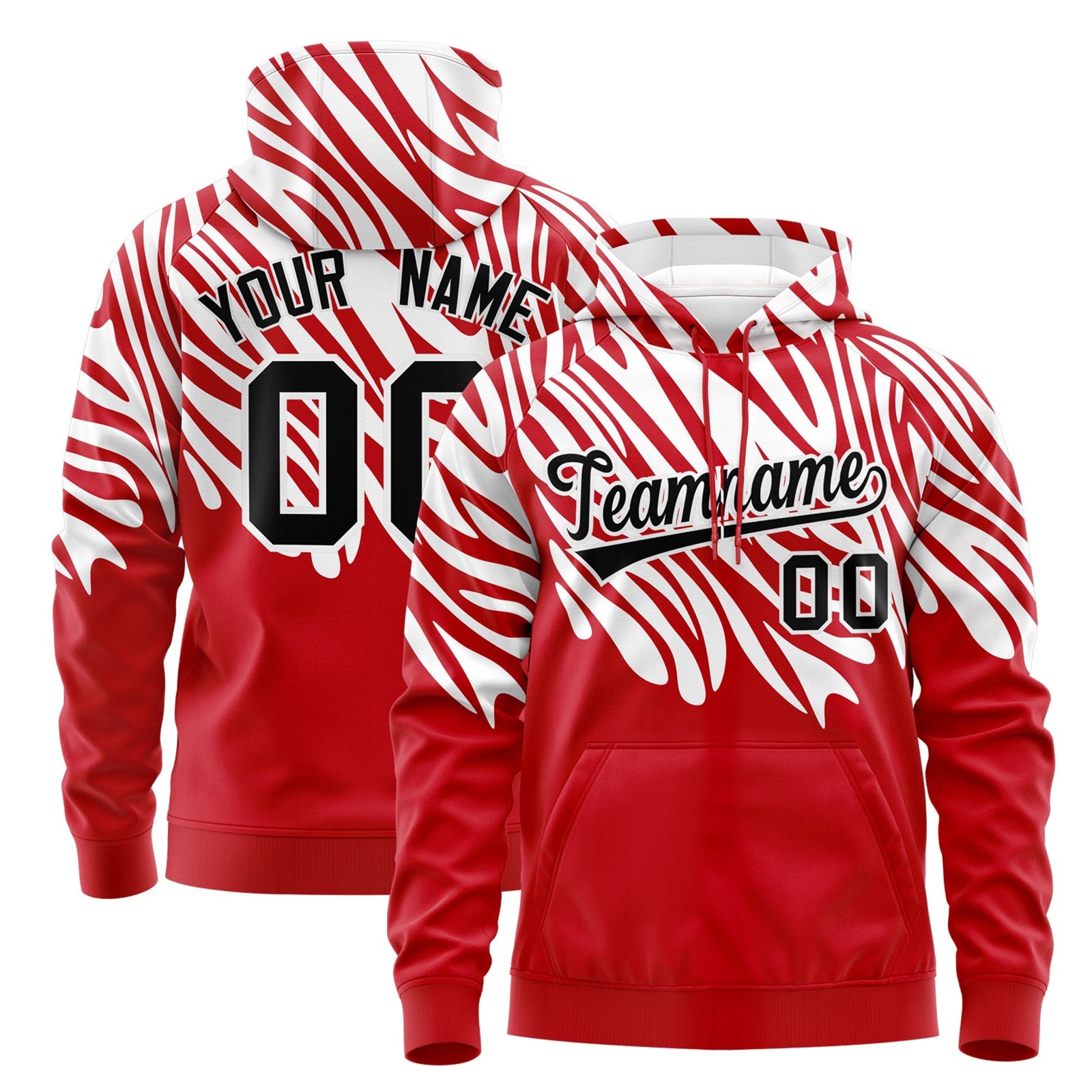 Custom Red White Leopard Print Pullover Sweatshirt Hoodie| KXKSHOP