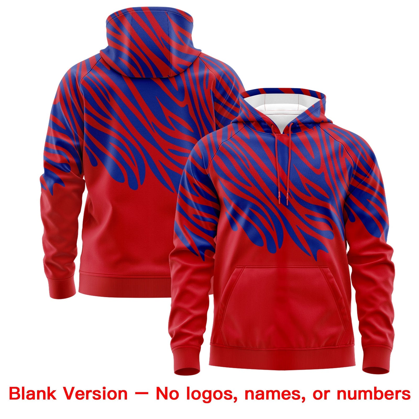 Custom Red Royal Blue Leopard Print Pullover Sweatshirt Hoodie| KXKSHOP