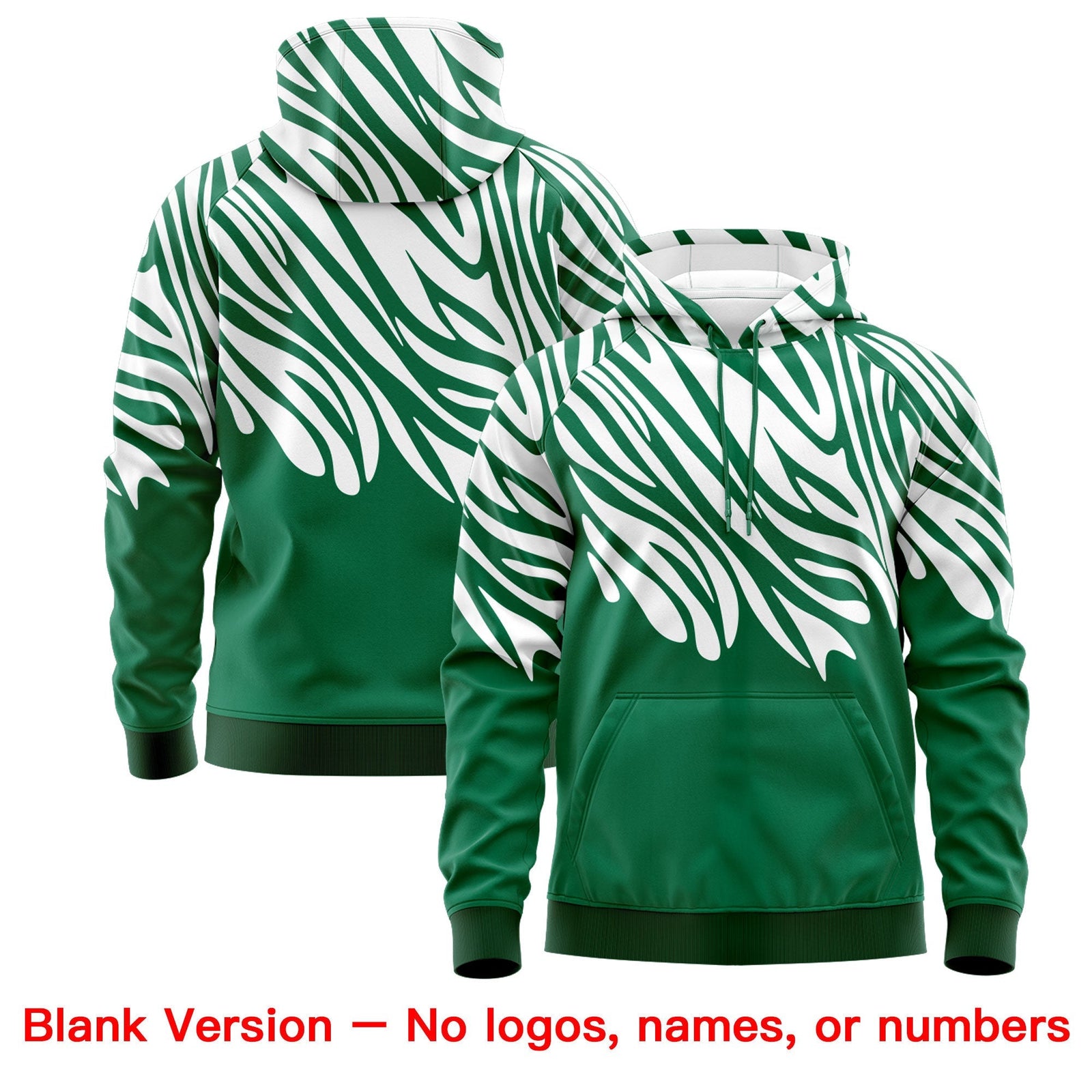 Custom Kelly Green White Leopard Print Pullover Sweatshirt Hoodie| KXKSHOP