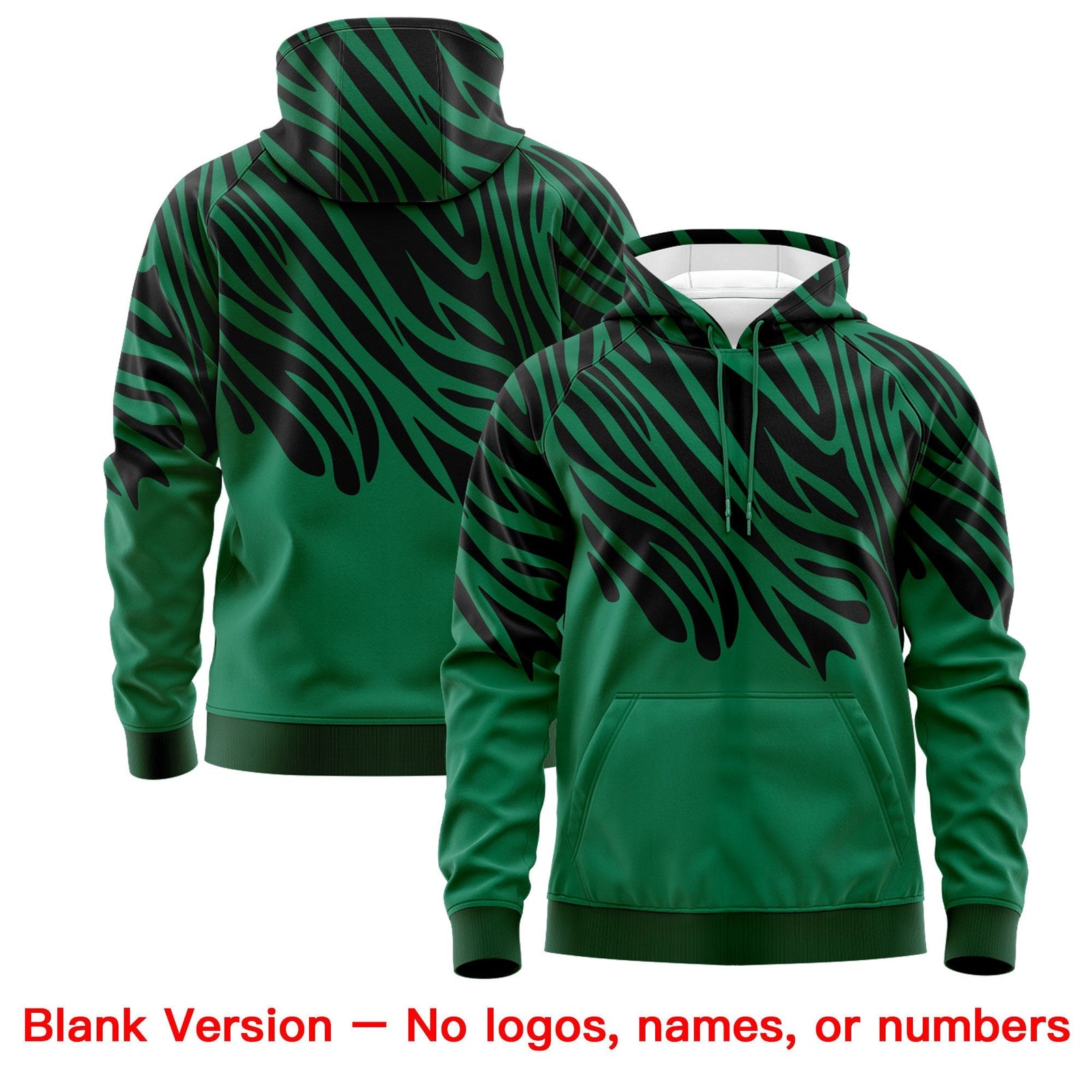 Custom Kelly Green Black Leopard Print Pullover Sweatshirt Hoodie| KXKSHOP