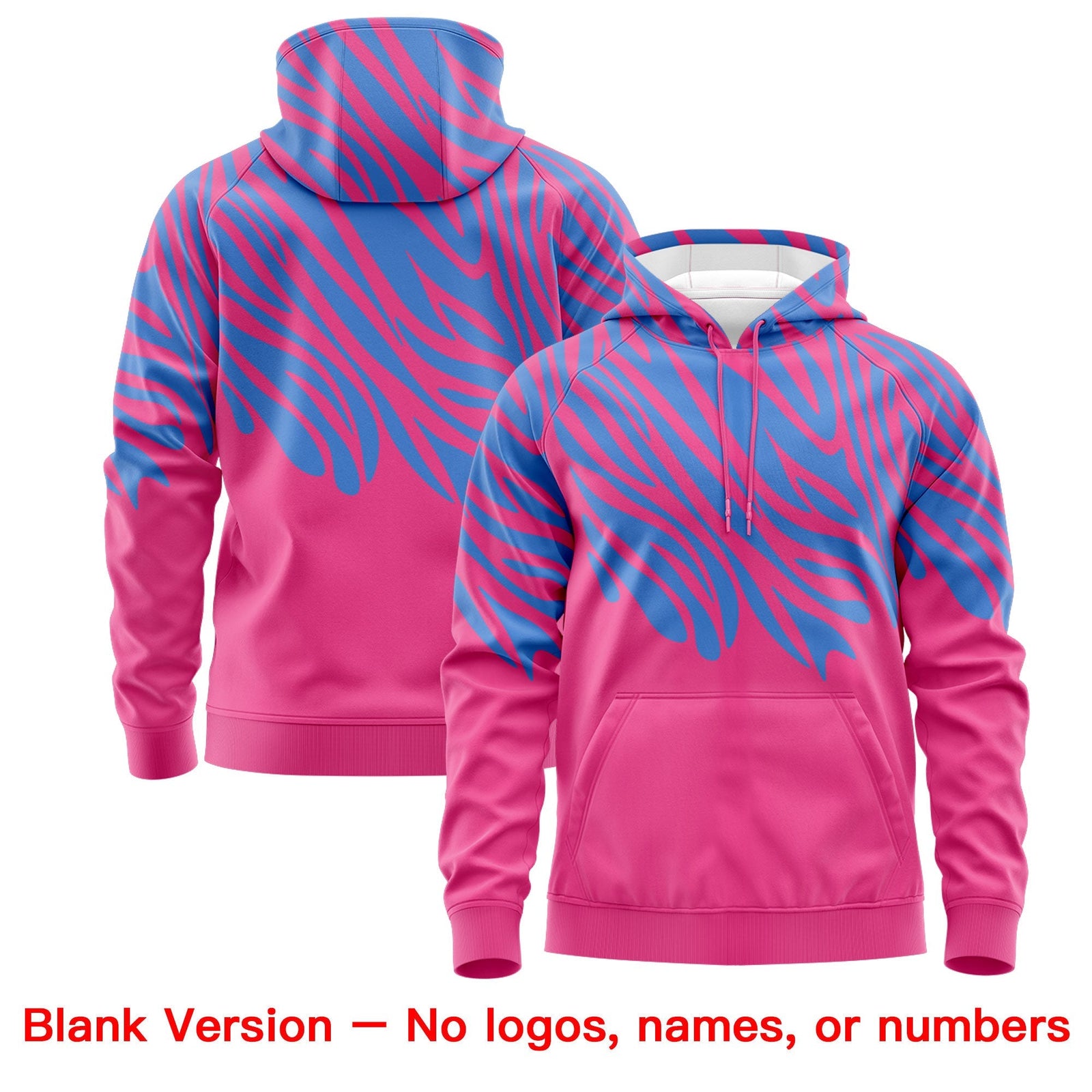 Custom Powder Blue Pink Leopard Print Pullover Sweatshirt Hoodie| KXKSHOP