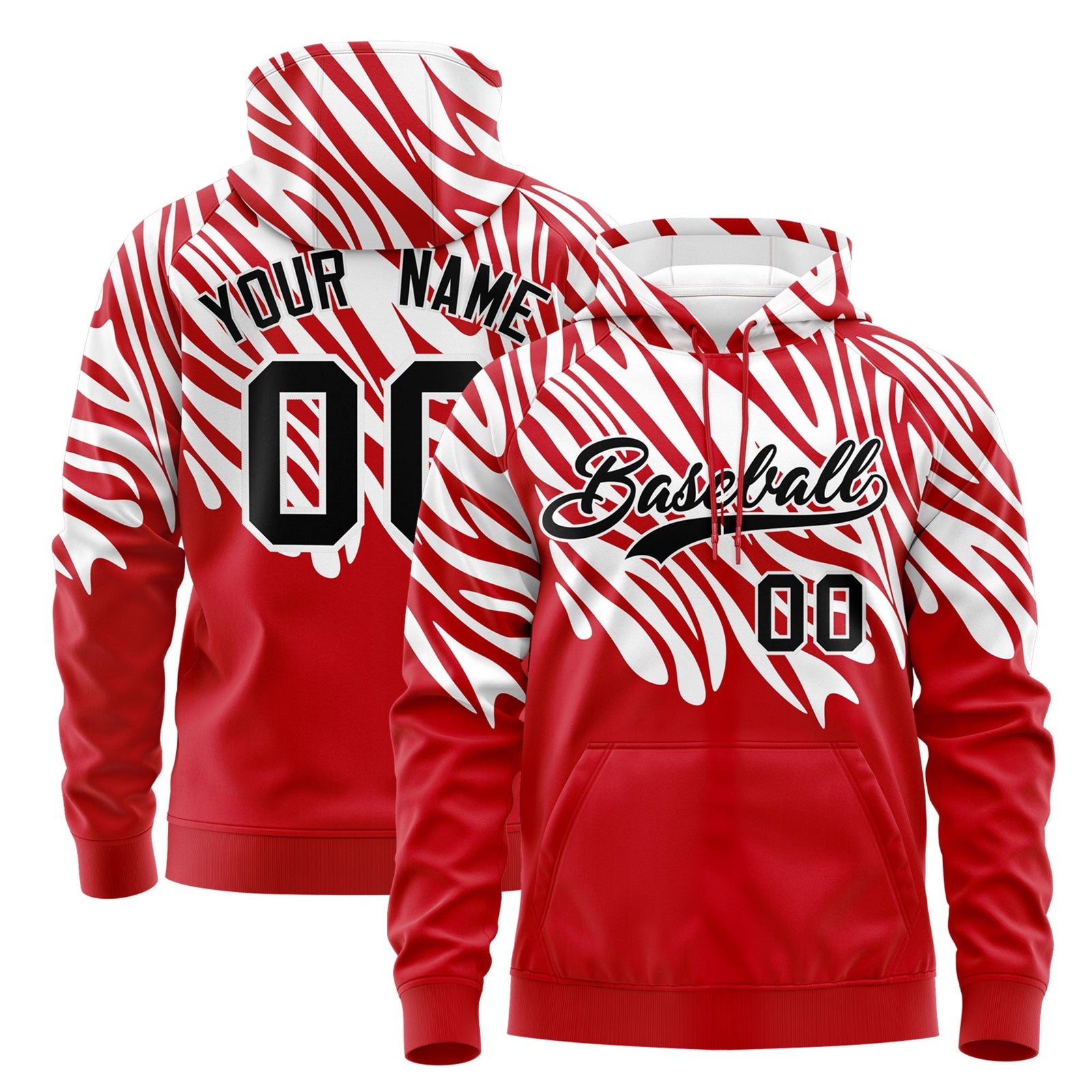Custom Red White Leopard Print Pullover Sweatshirt Hoodie| KXKSHOP
