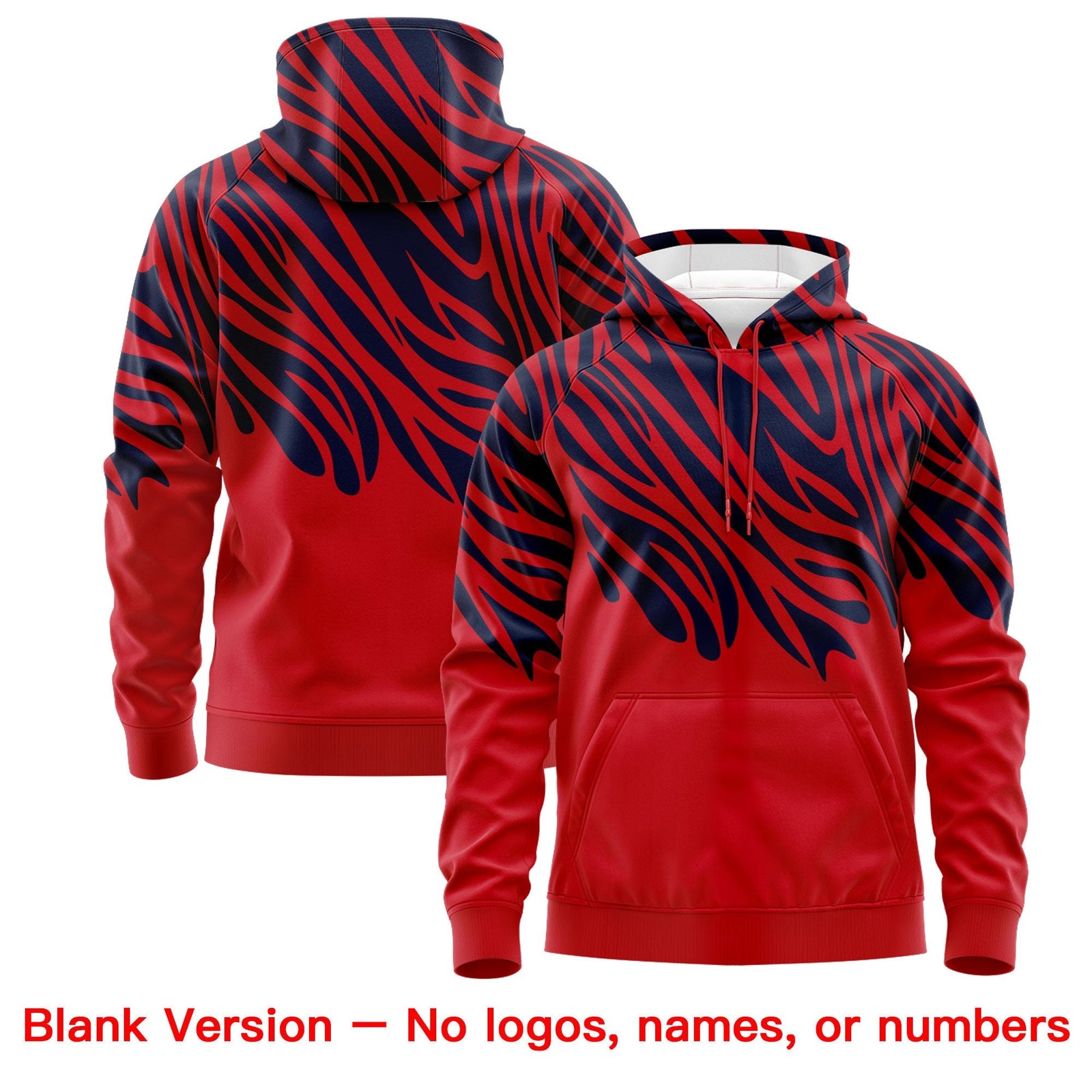 Custom Navy Red Leopard Print Pullover Sweatshirt Hoodie| KXKSHOP