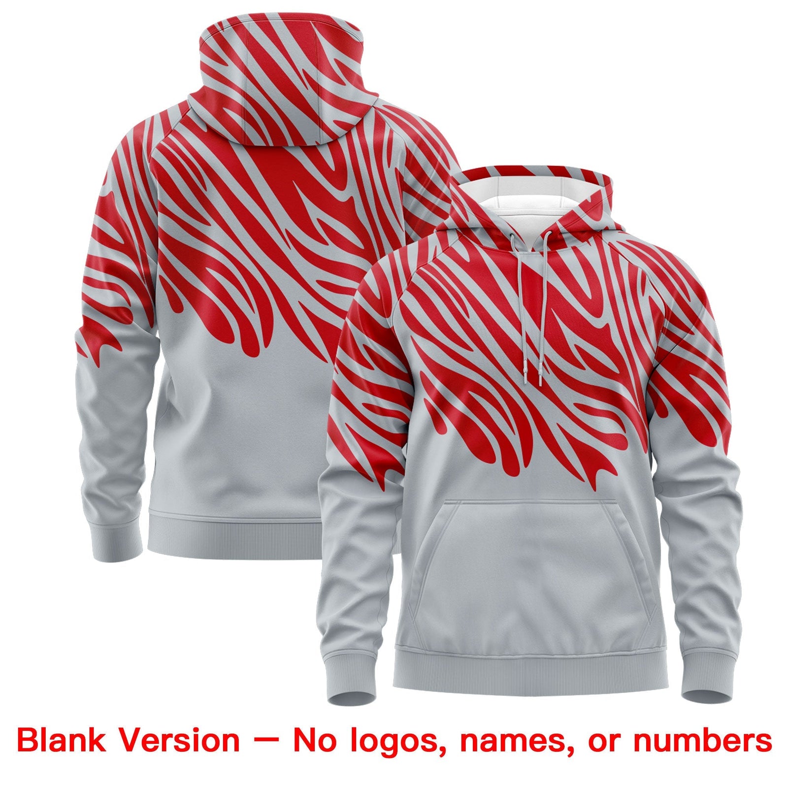 Custom Red Silver Leopard Print Pullover Sweatshirt Hoodie| KXKSHOP