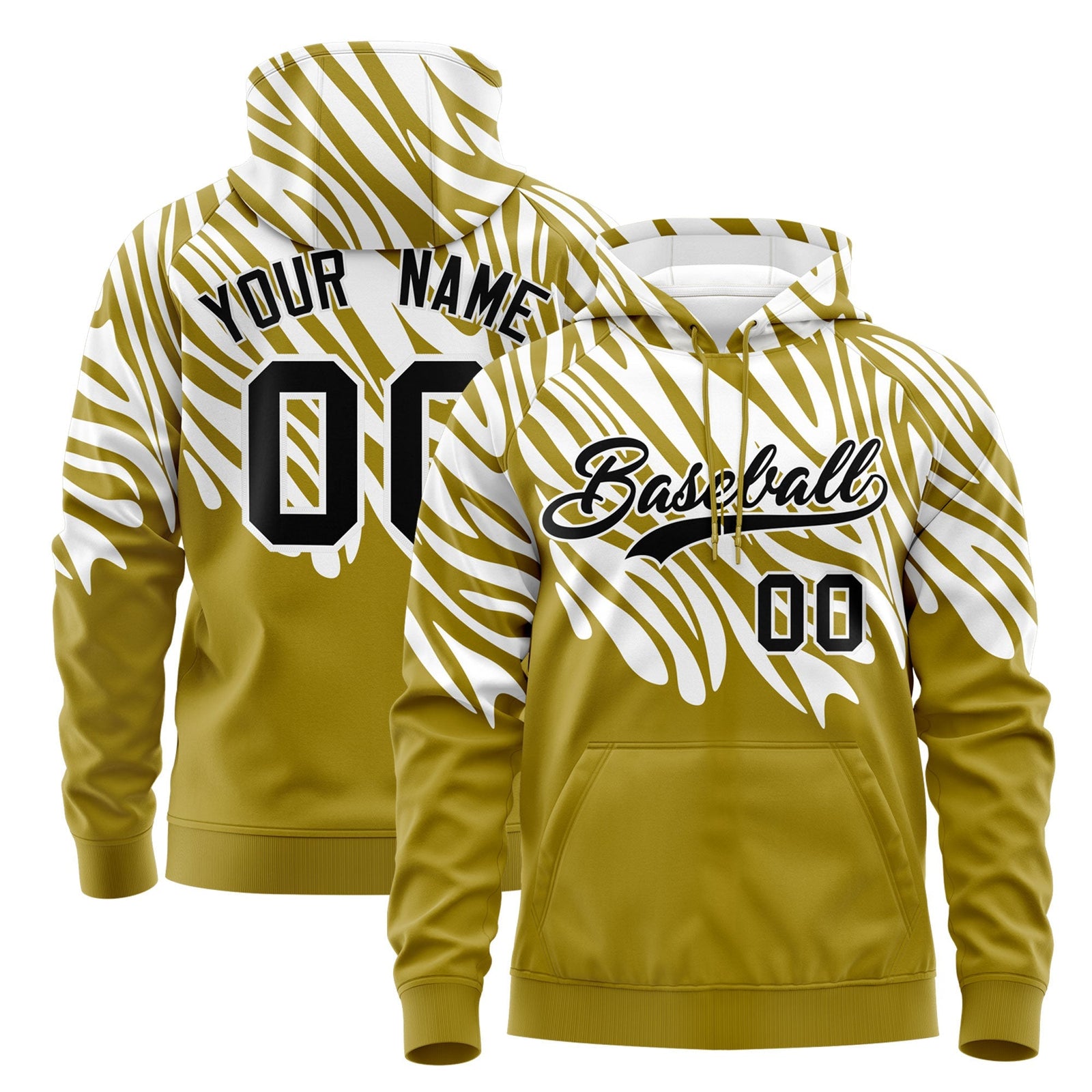 Custom White Old Gold Leopard Print Pullover Sweatshirt Hoodie| KXKSHOP