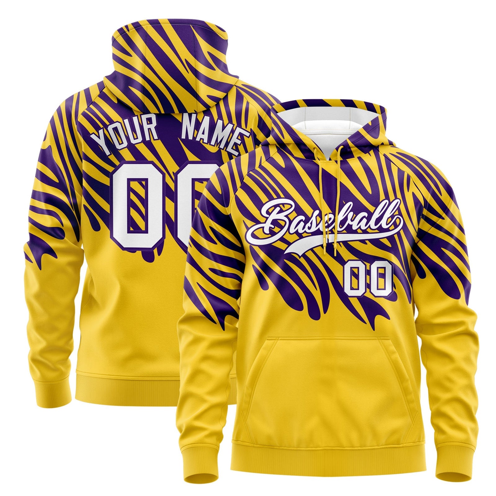 Custom Purple Gold Leopard Print Pullover Sweatshirt Hoodie| KXKSHOP