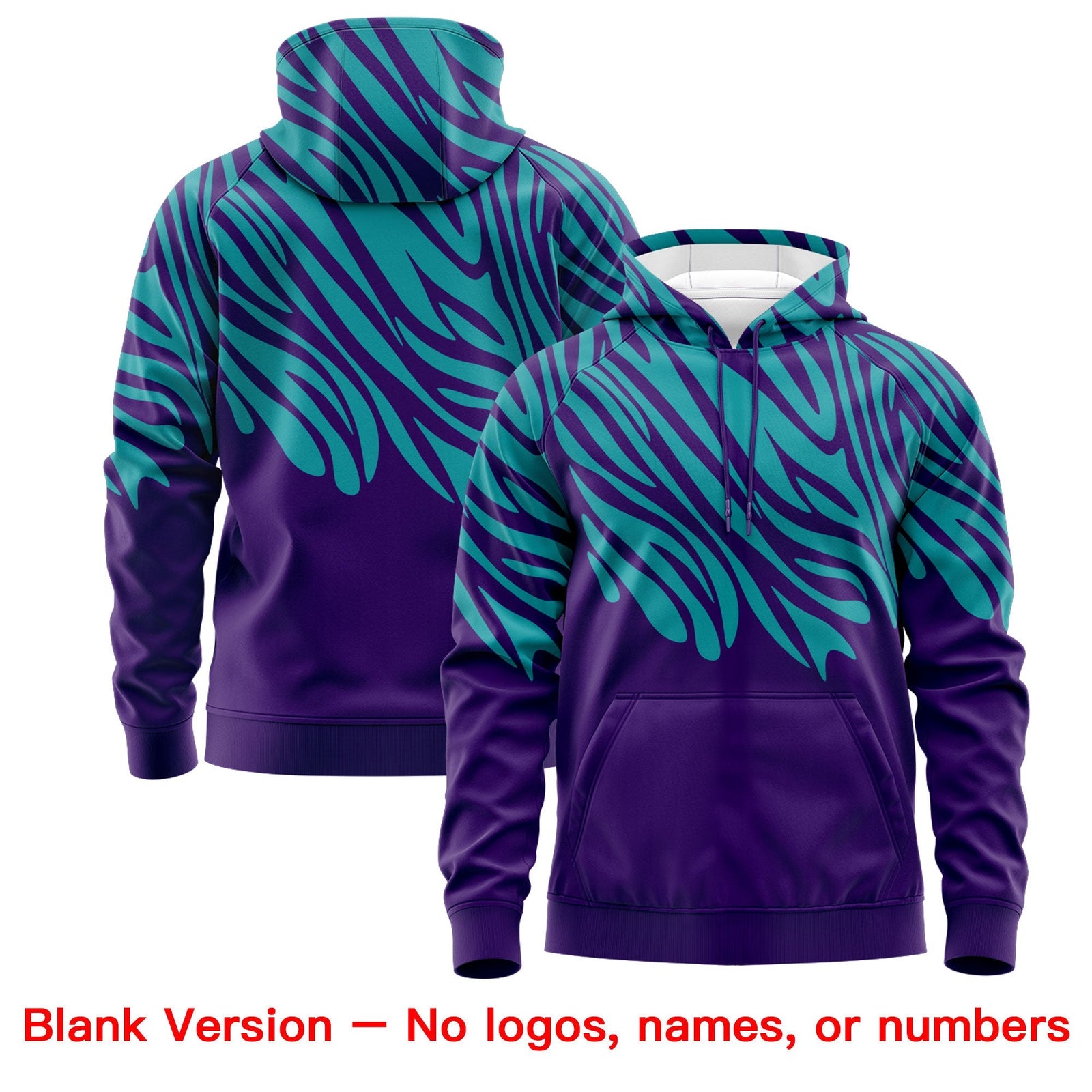 Custom Purple Aqua White Leopard Print Pullover Sweatshirt Hoodie| KXKSHOP
